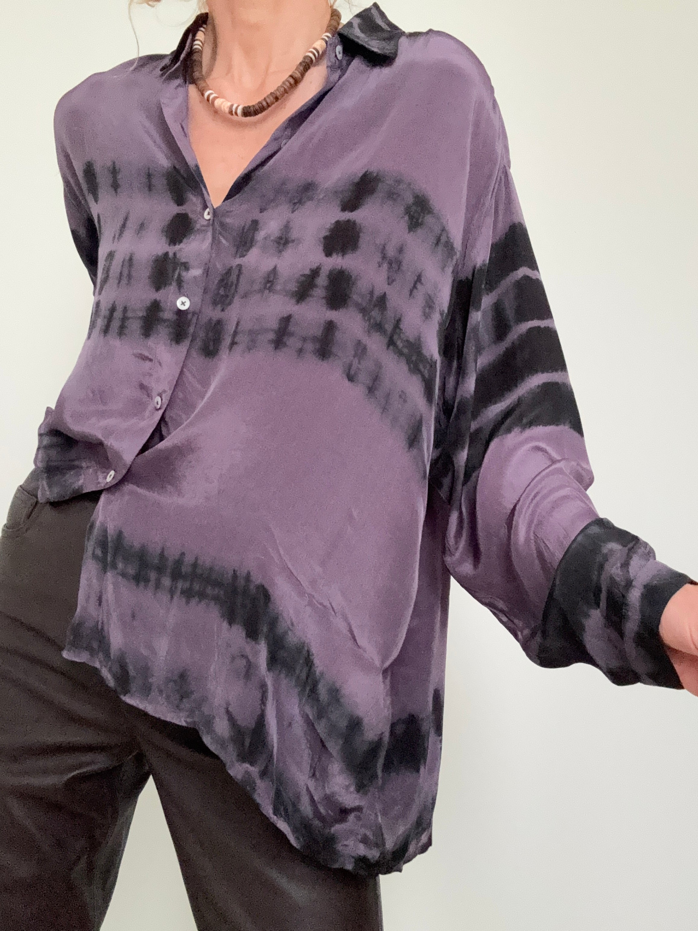 Meganne Blouse Deep Purple Tiedye | Shirts