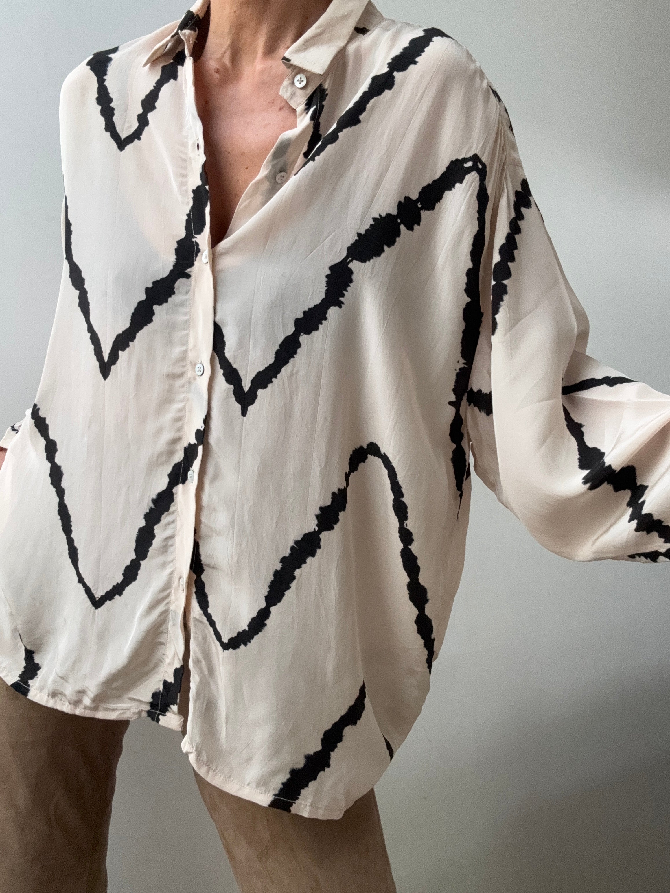 Nous Antwerp Shirts Meganne Blouse Tie Dye Cream