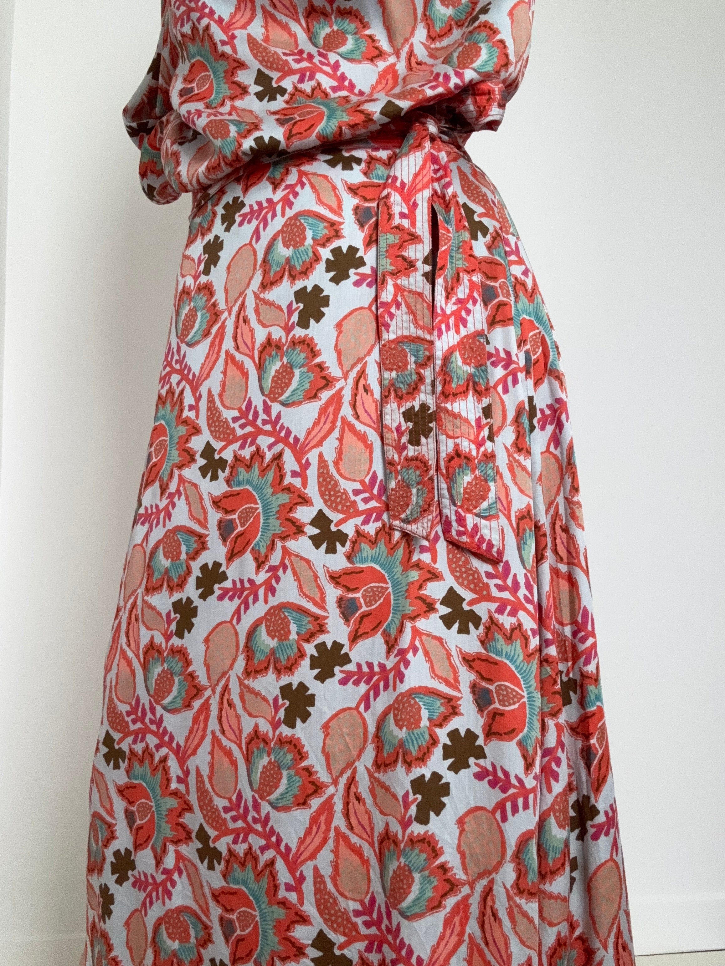 Sunset Orange Floral Wrap Skirt | Skirts