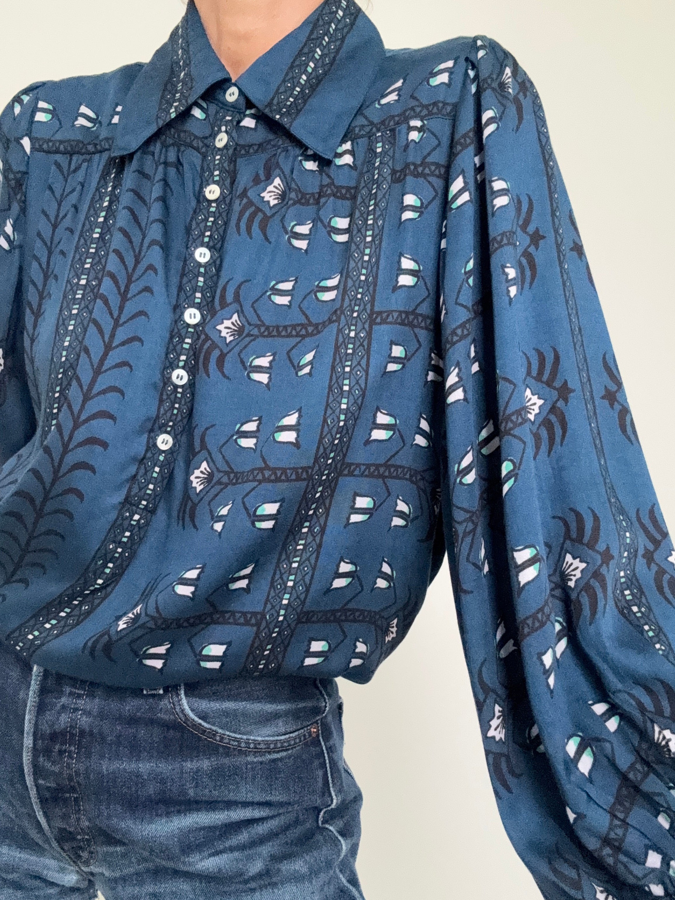 Ink Block Print Blouse | Tops