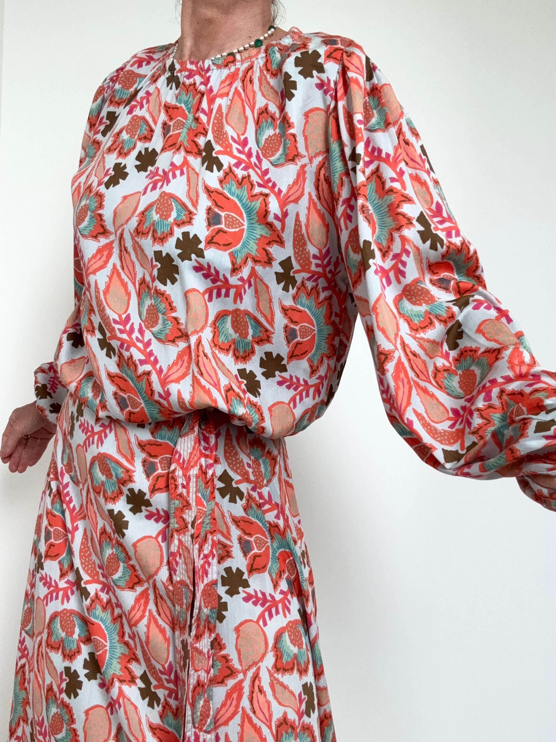 Sunset Orange Floral Blouse | Tops