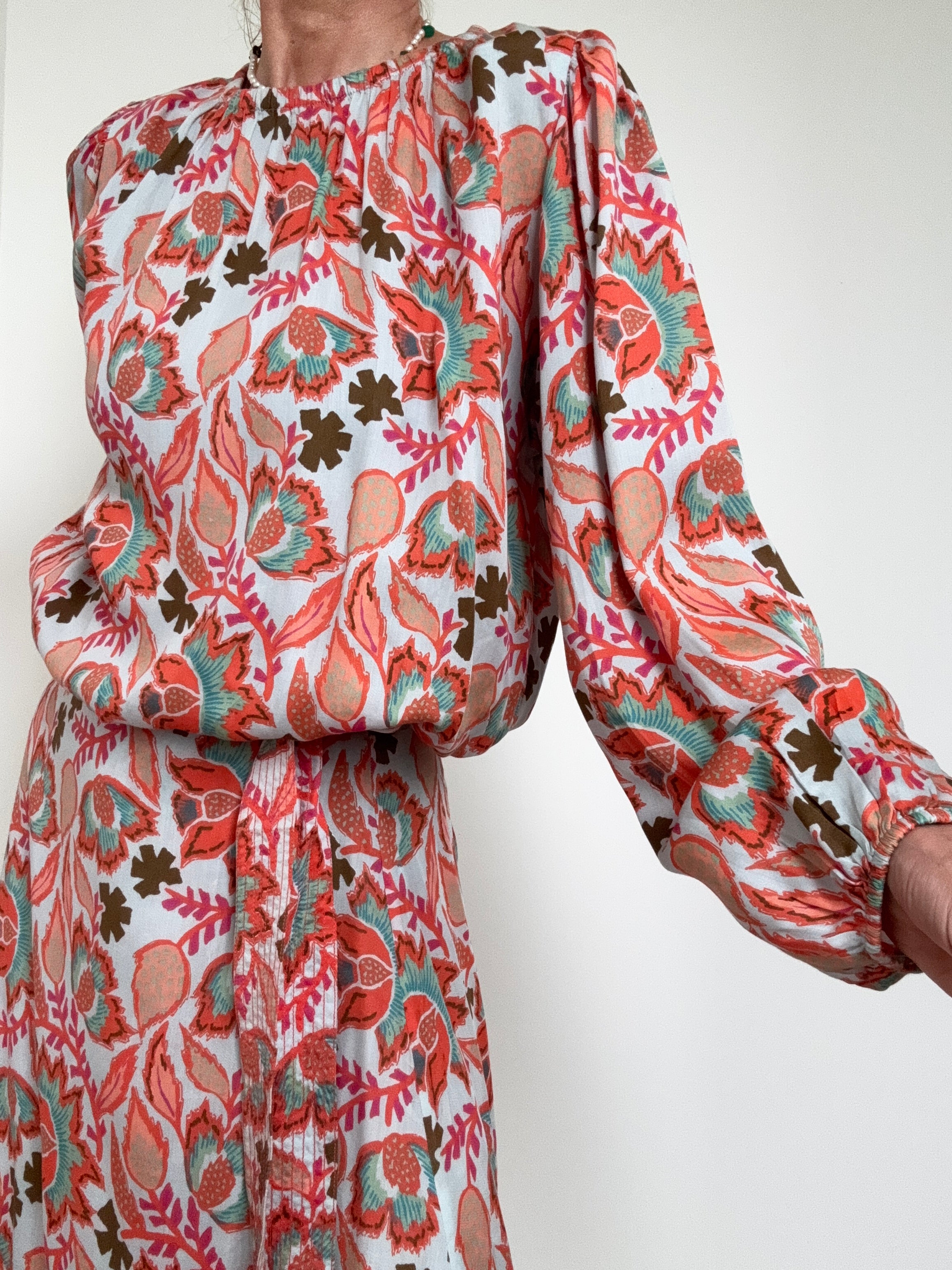 Sunset Orange Floral Blouse | Tops