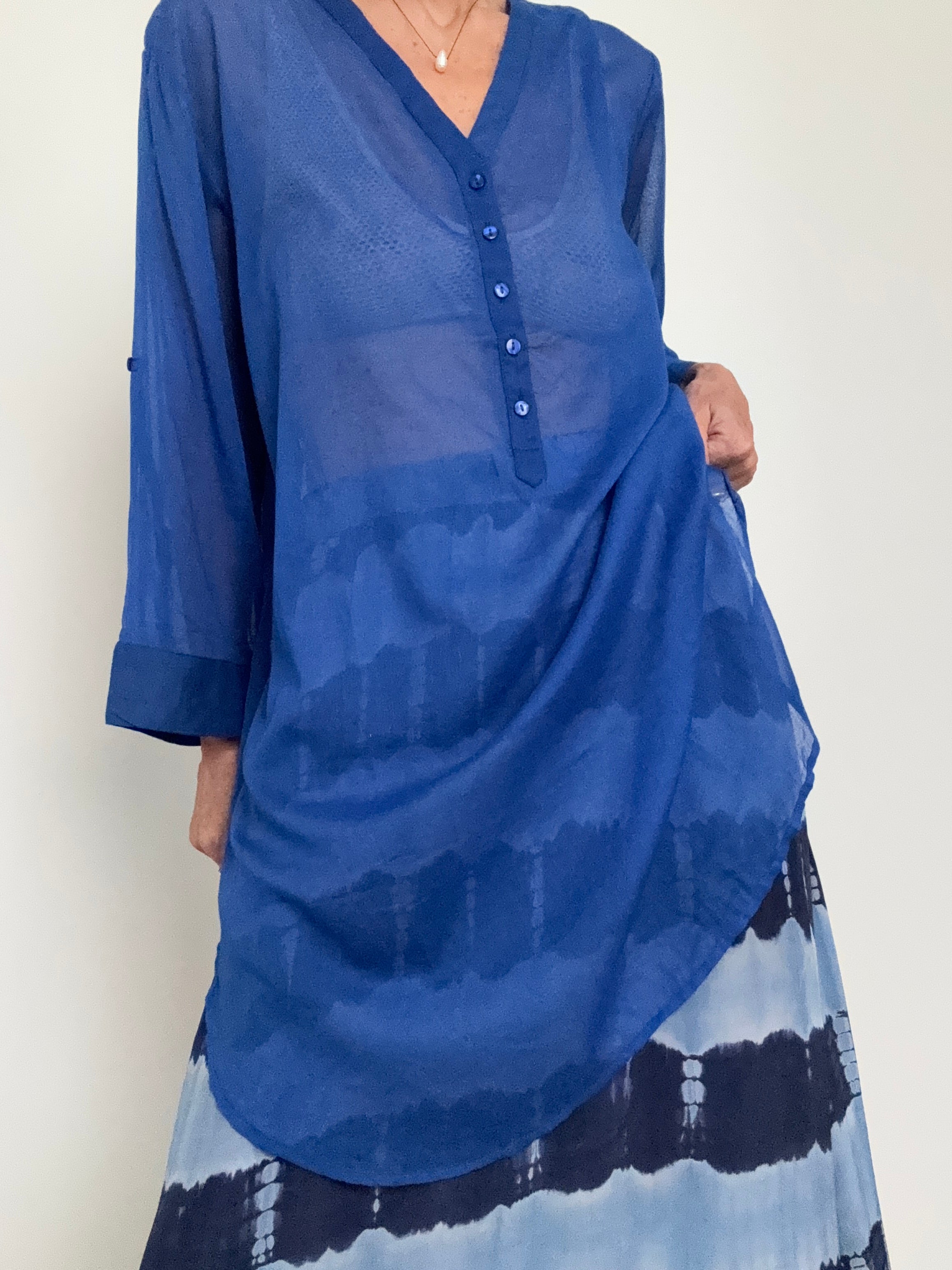 Cotton Voile Shirt Marine | Tops