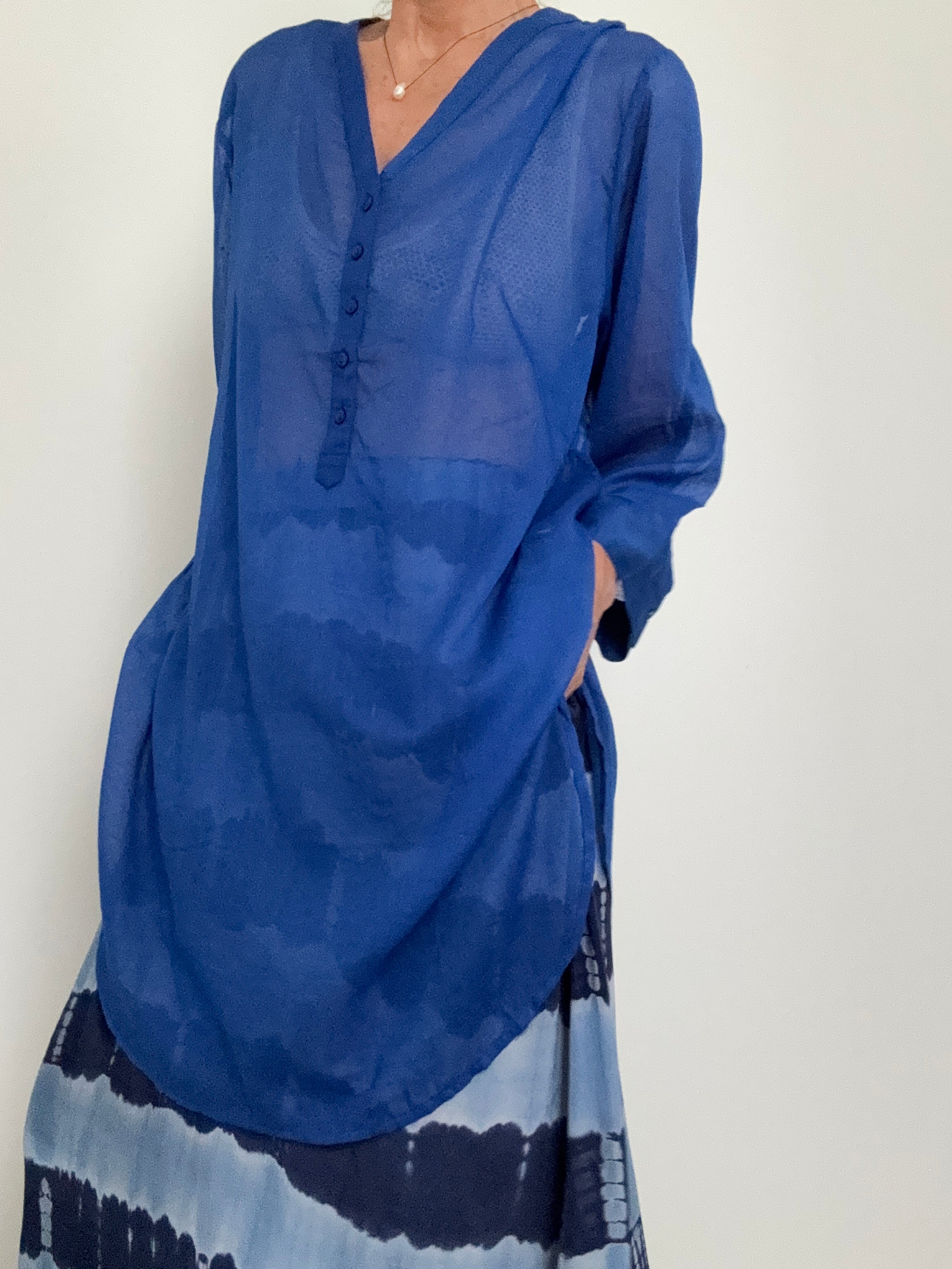 Cotton Voile Shirt Marine | Tops