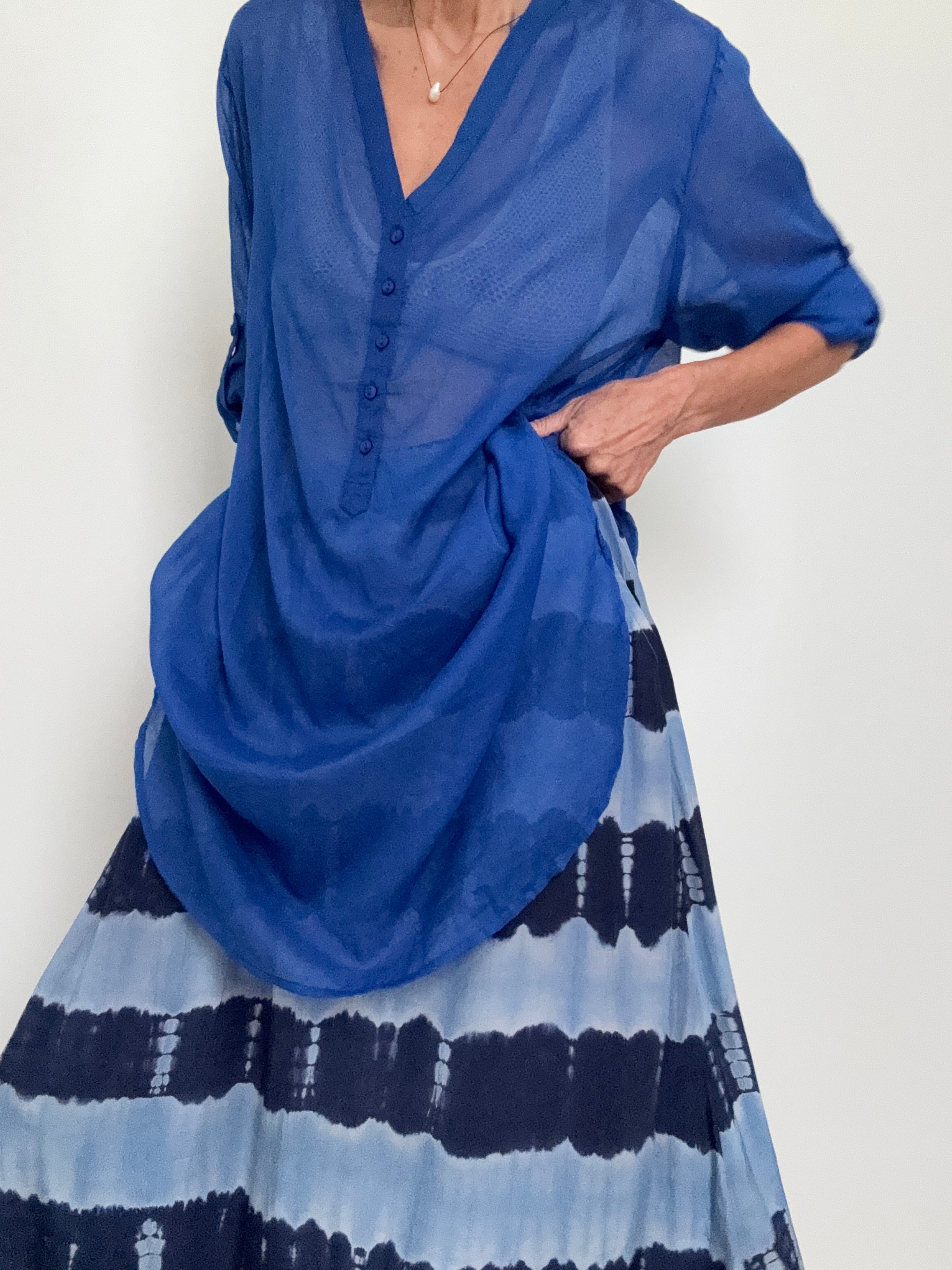 Cotton Voile Shirt Marine | Tops