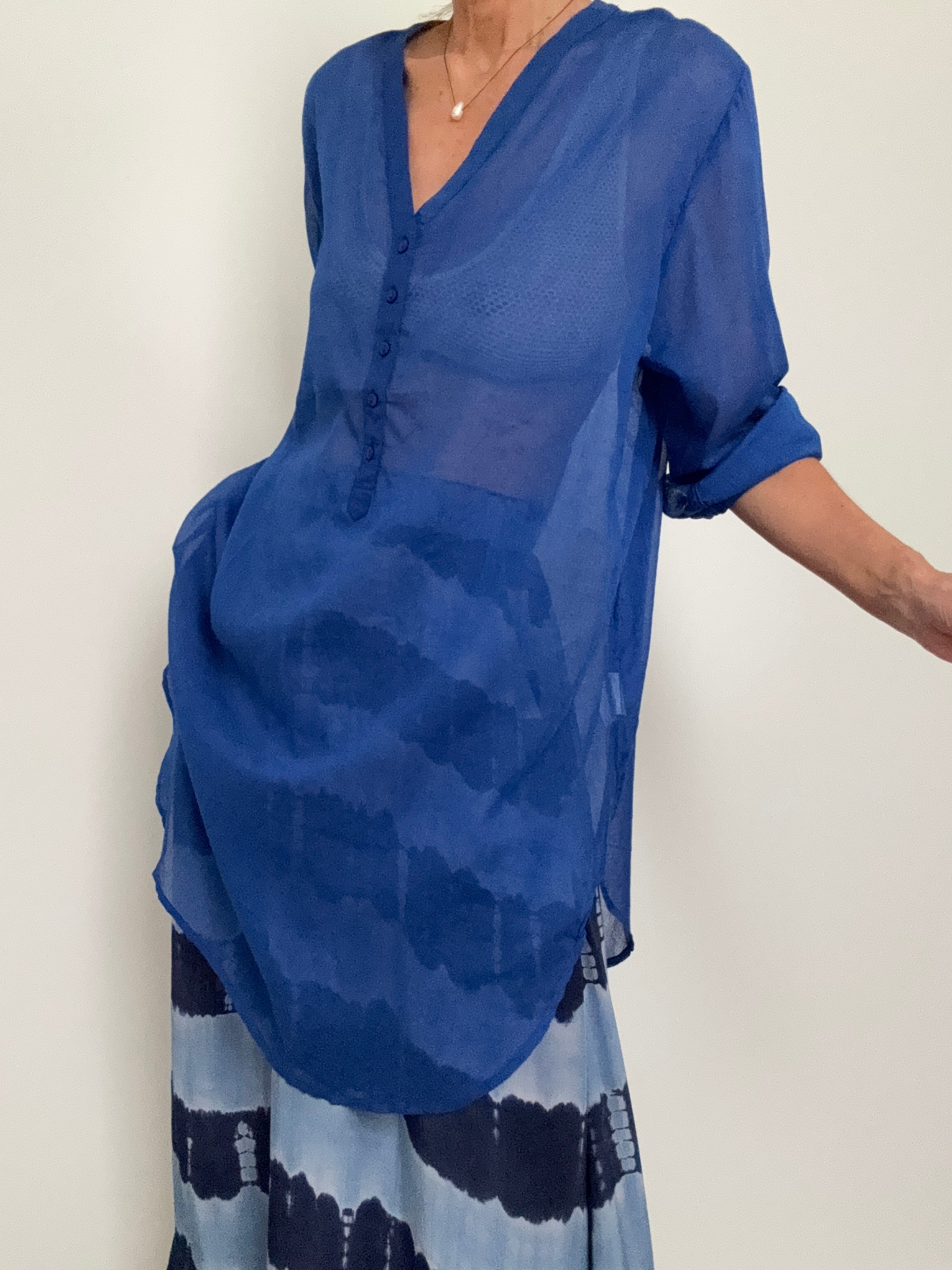 Cotton Voile Shirt Marine | Tops