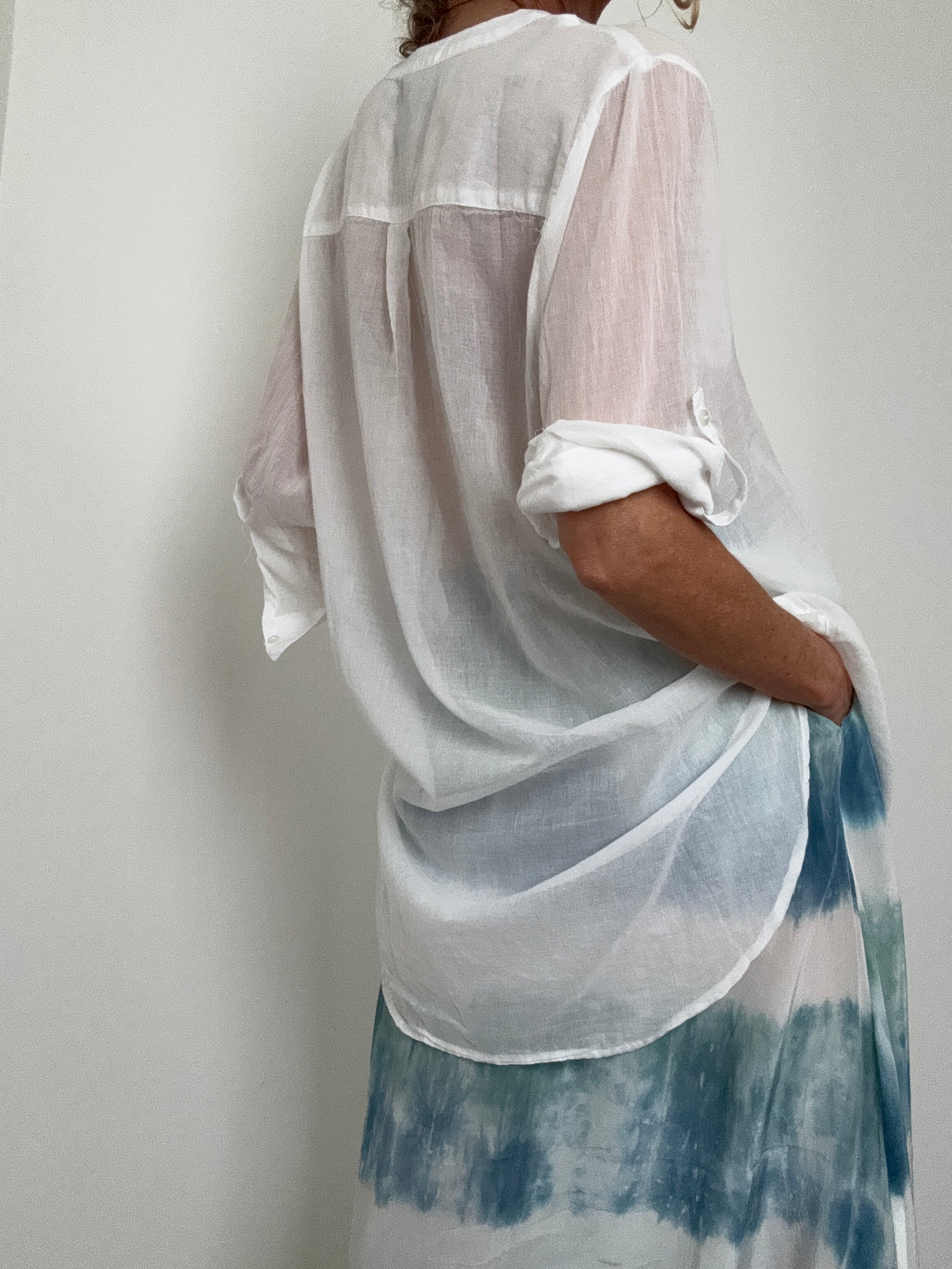 Cotton Voile Shirt White | Tops