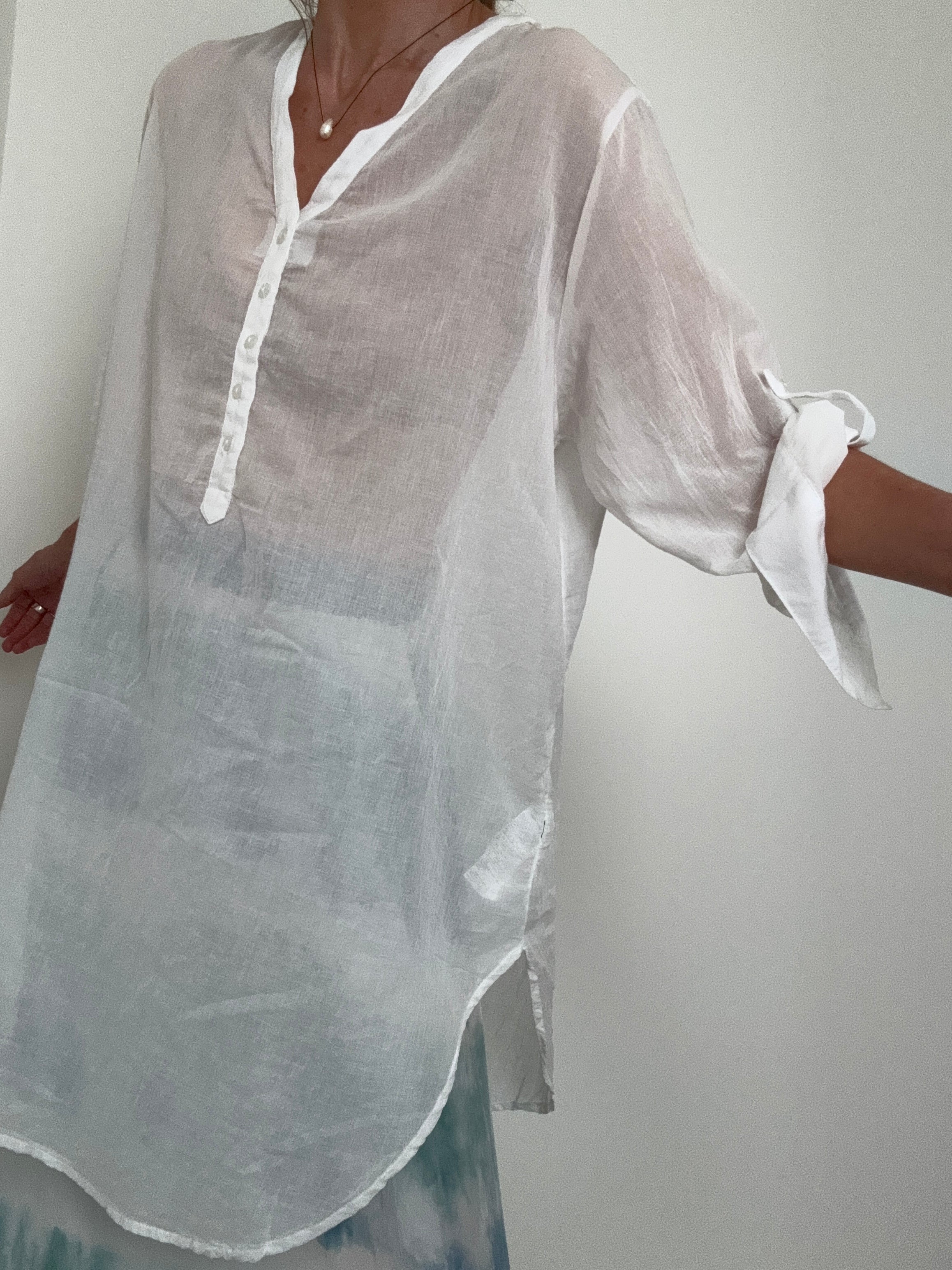 Cotton Voile Shirt White | Tops