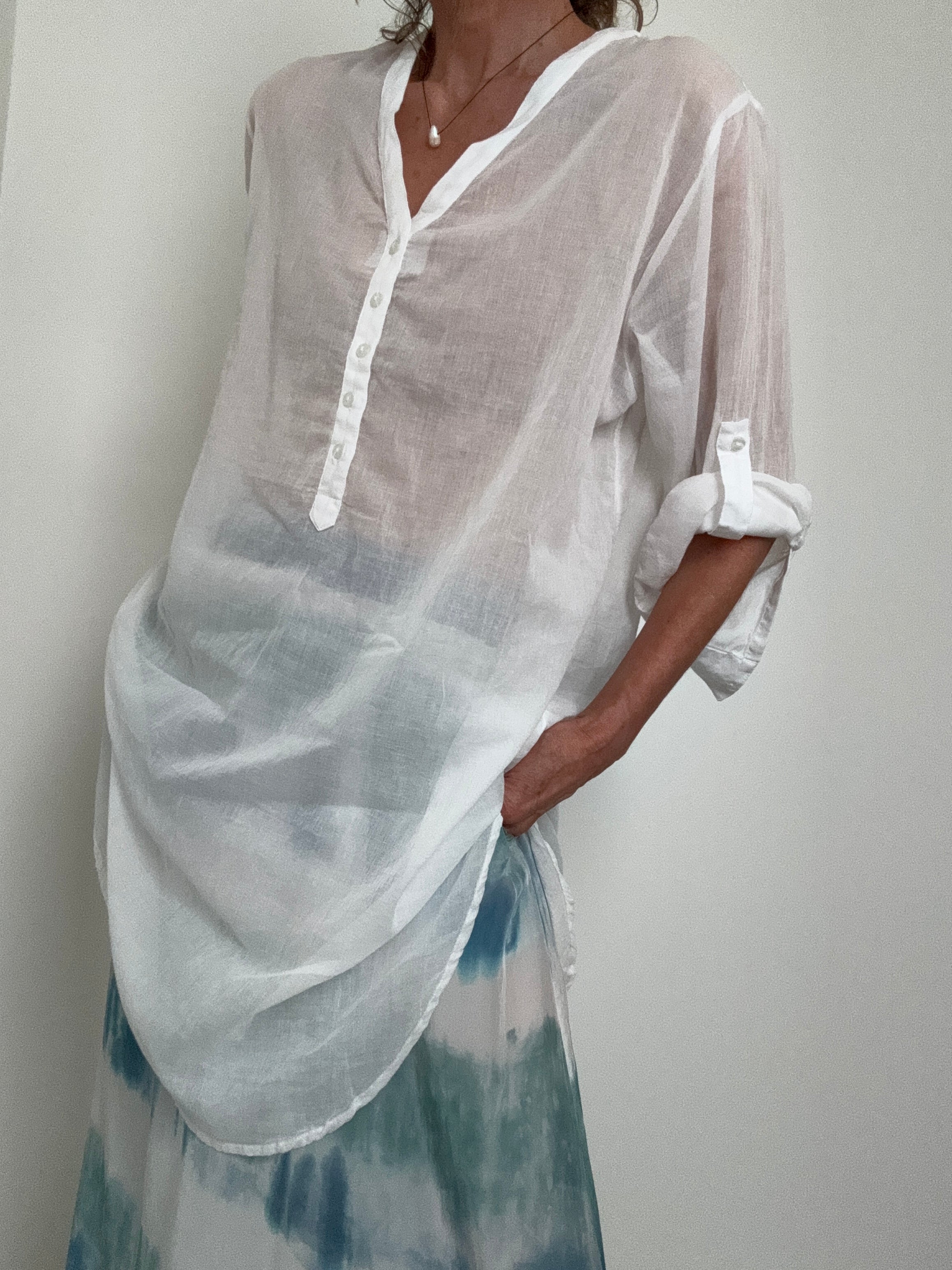 Cotton Voile Shirt White | Tops