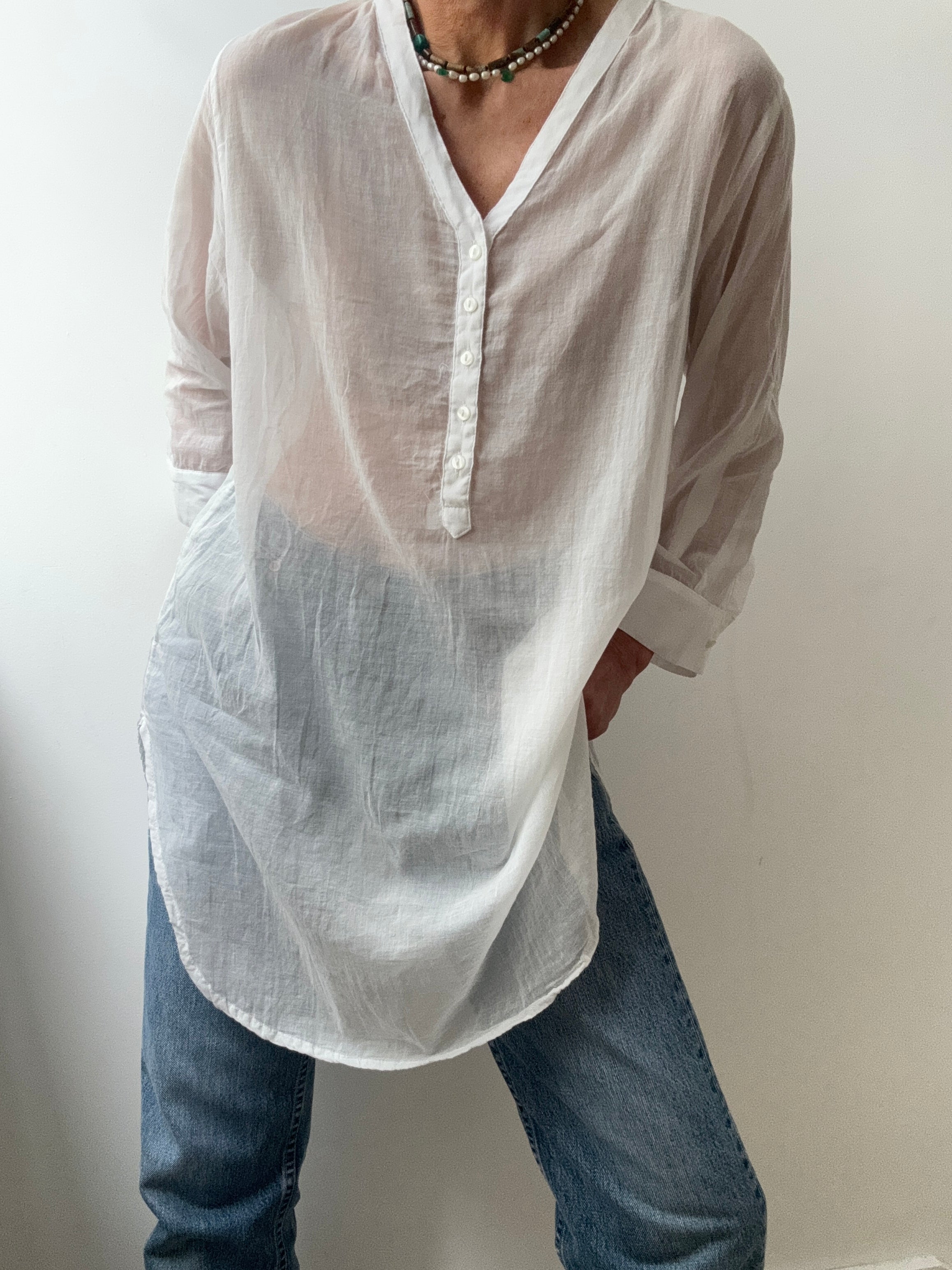 Cotton Voile Shirt White | Tops