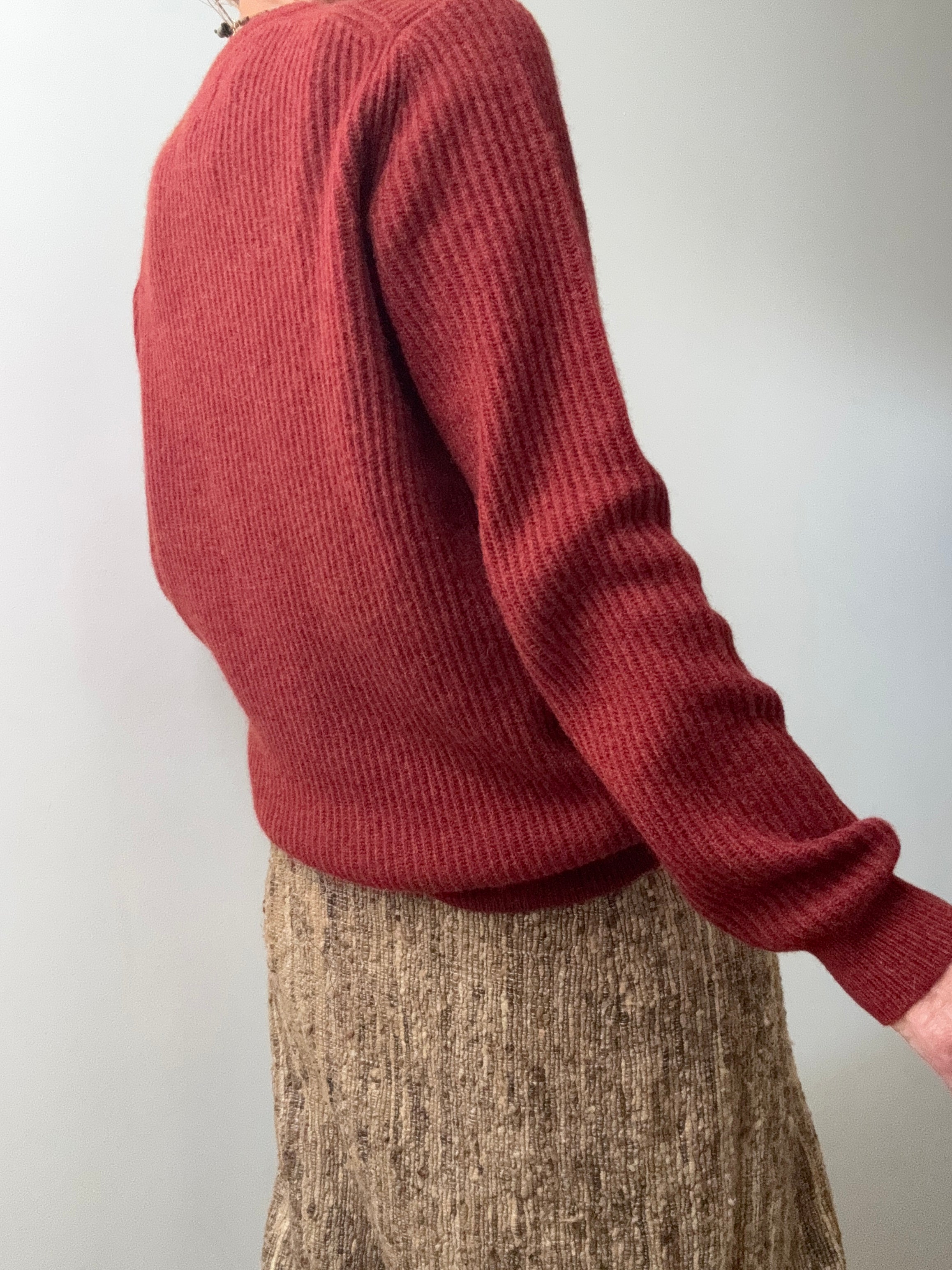 Paul Costelloe Jumpers Rust Ribbed Lambwool Knit
