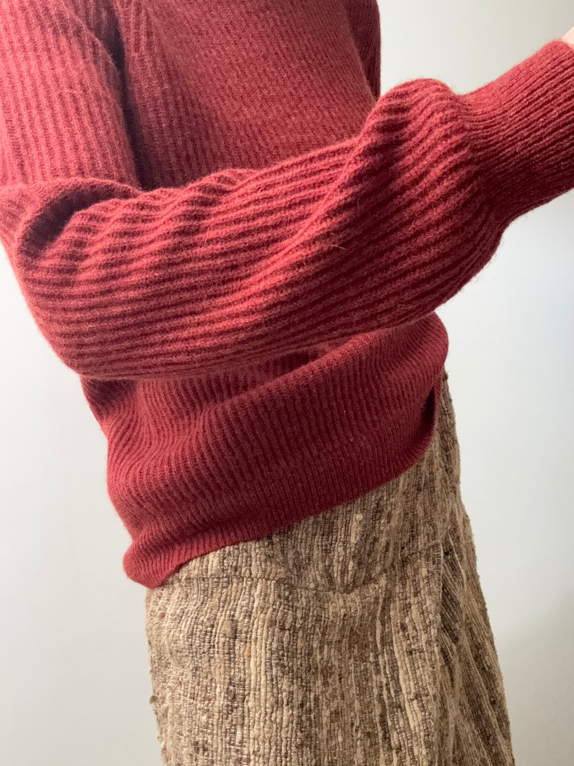 Paul Costelloe Jumpers Rust Ribbed Lambwool Knit