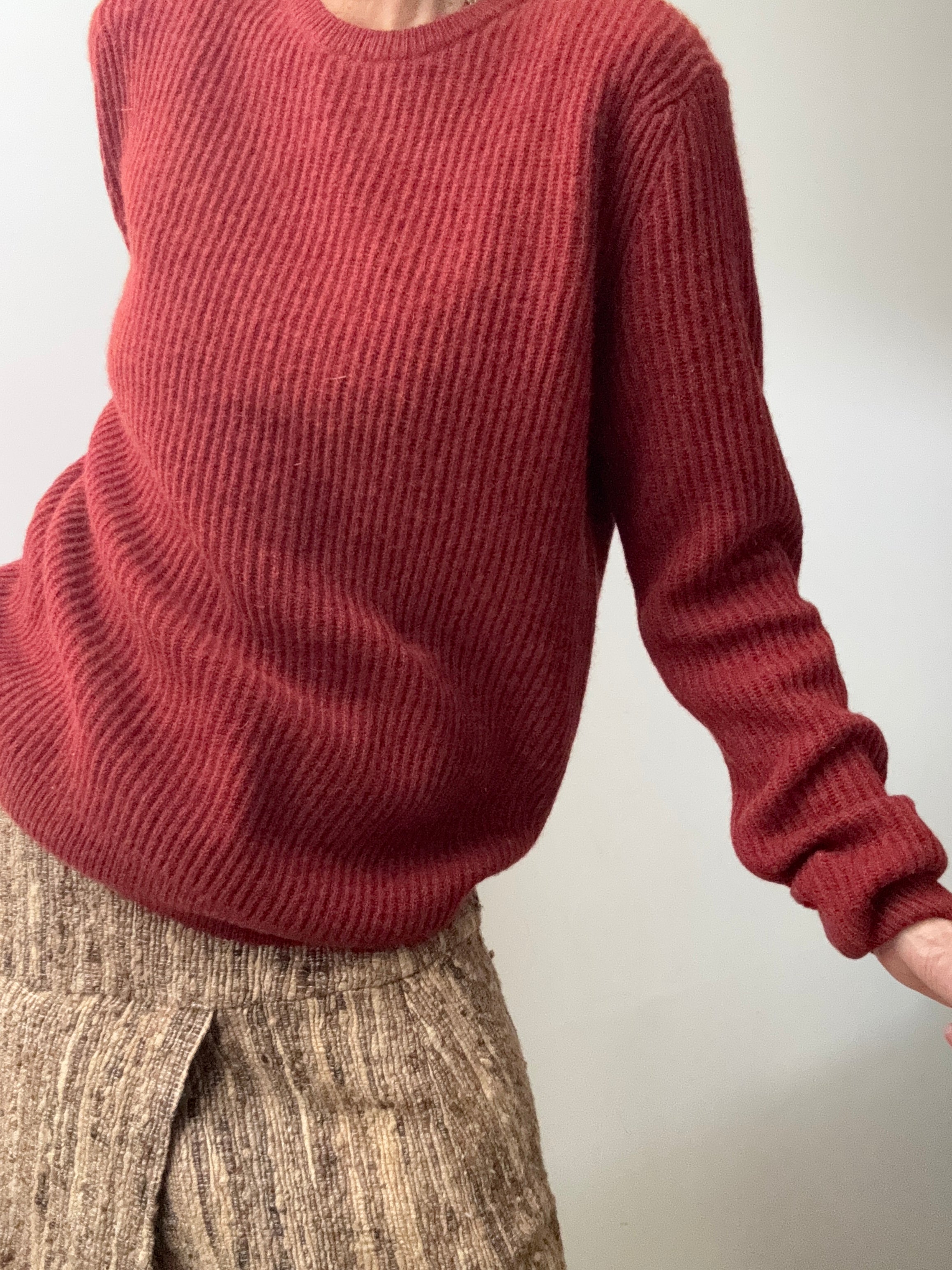 Paul Costelloe Jumpers Rust Ribbed Lambwool Knit