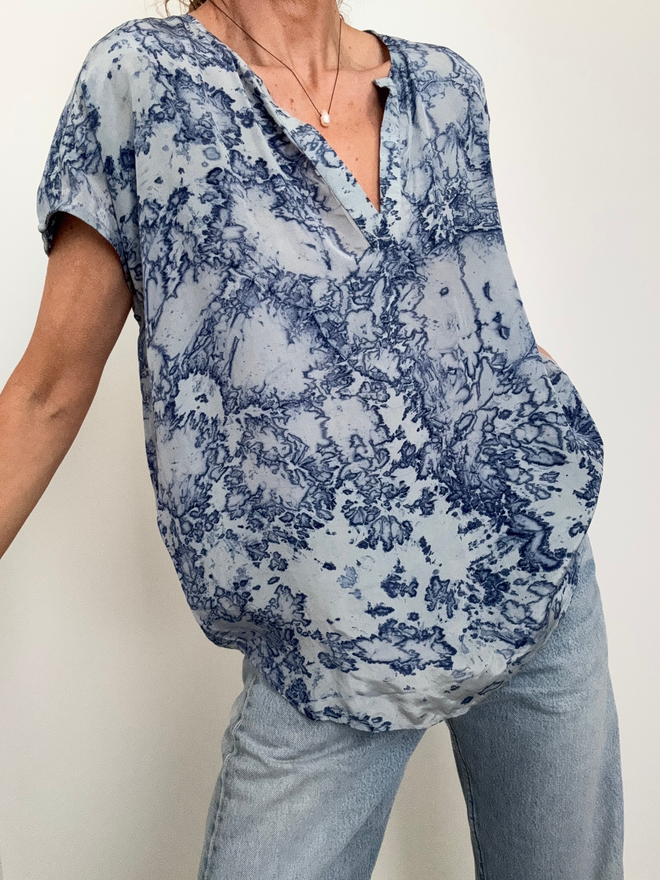 Lulu Blouse Blue Marble | Blouses