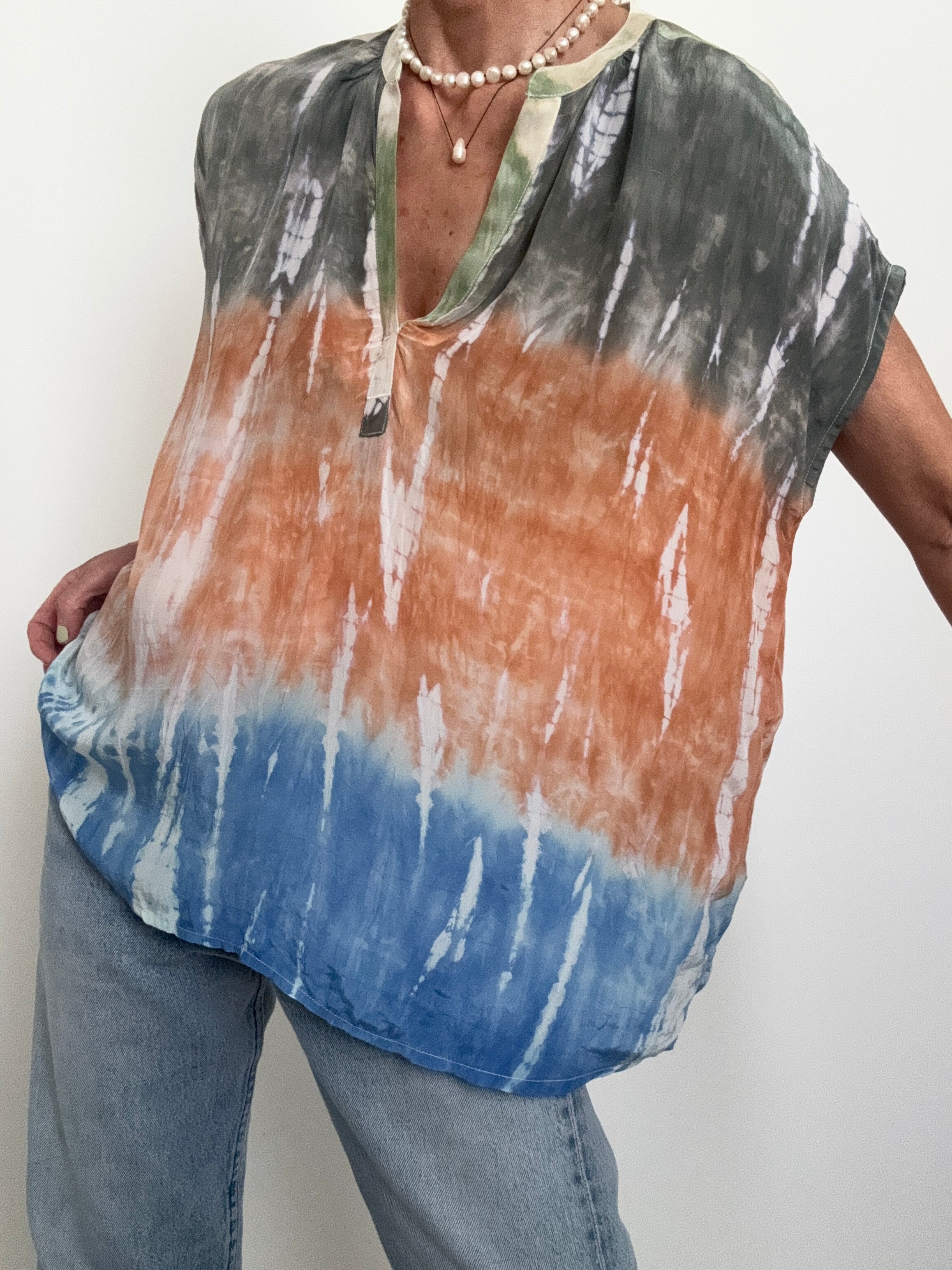 Project AJ 117 Felice Blouse Khaki Blue | Blouses