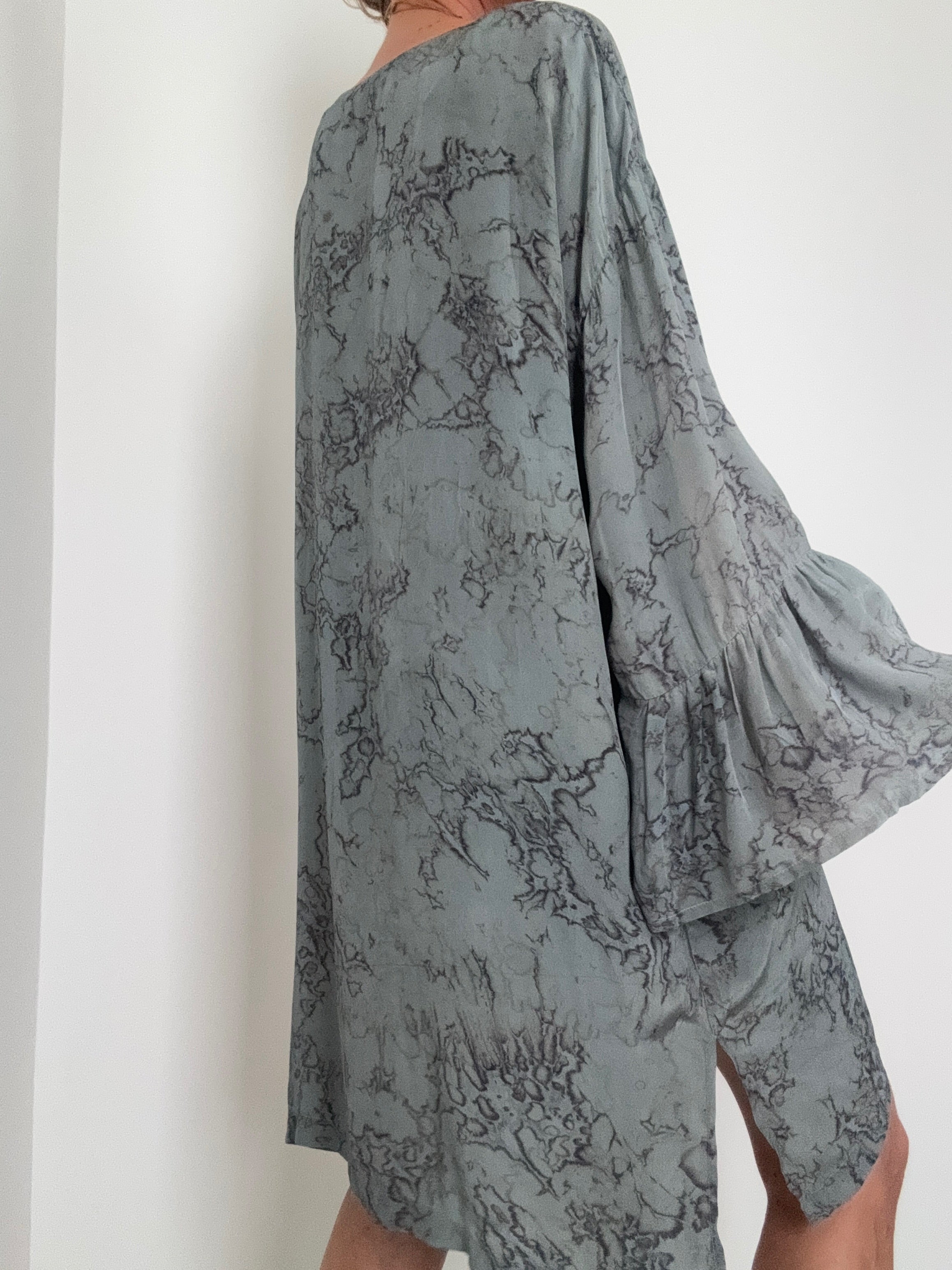 Bell Sleeve Mini Dress Grey Marble | Dresses
