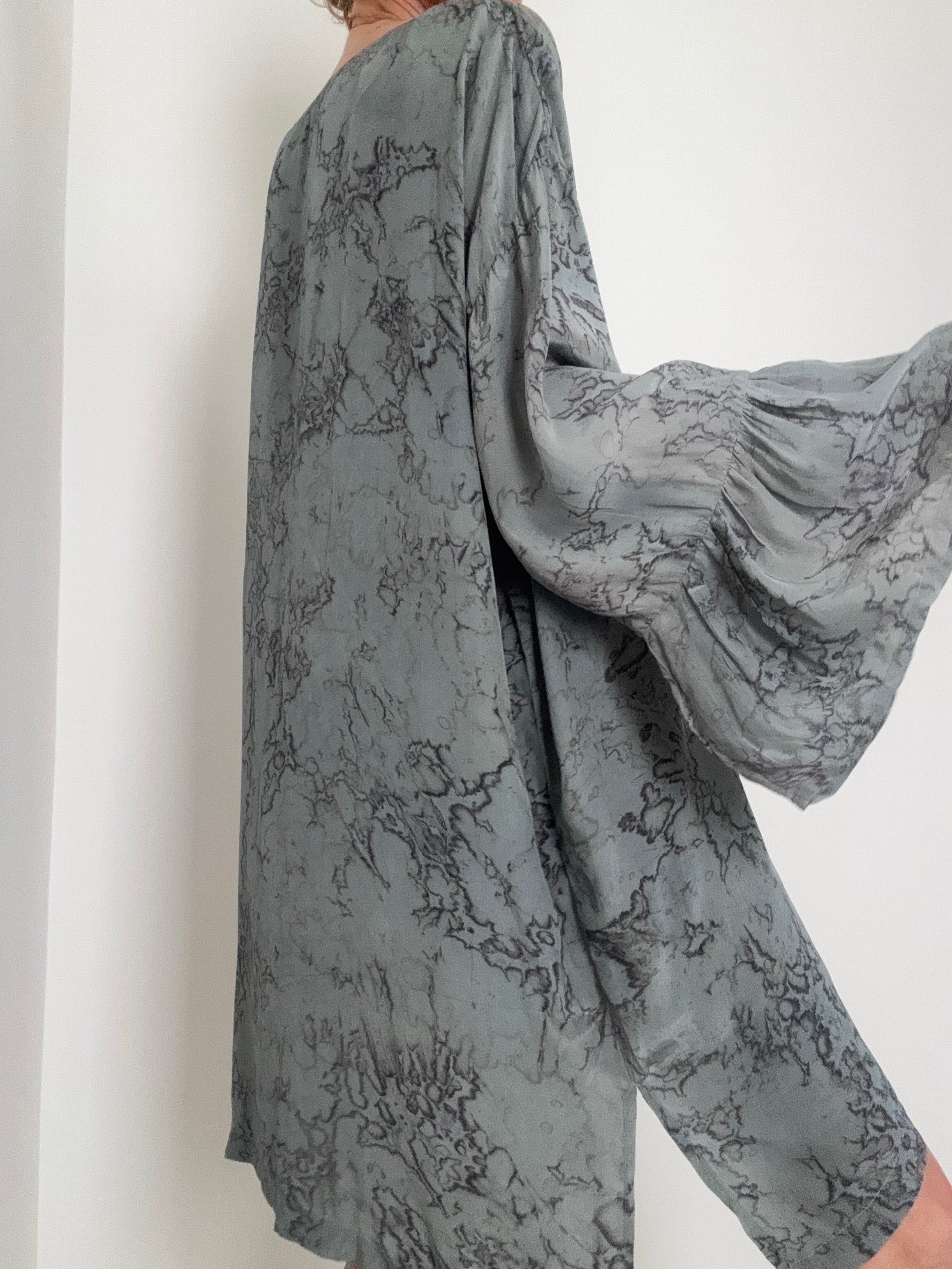 Bell Sleeve Mini Dress Grey Marble | Dresses