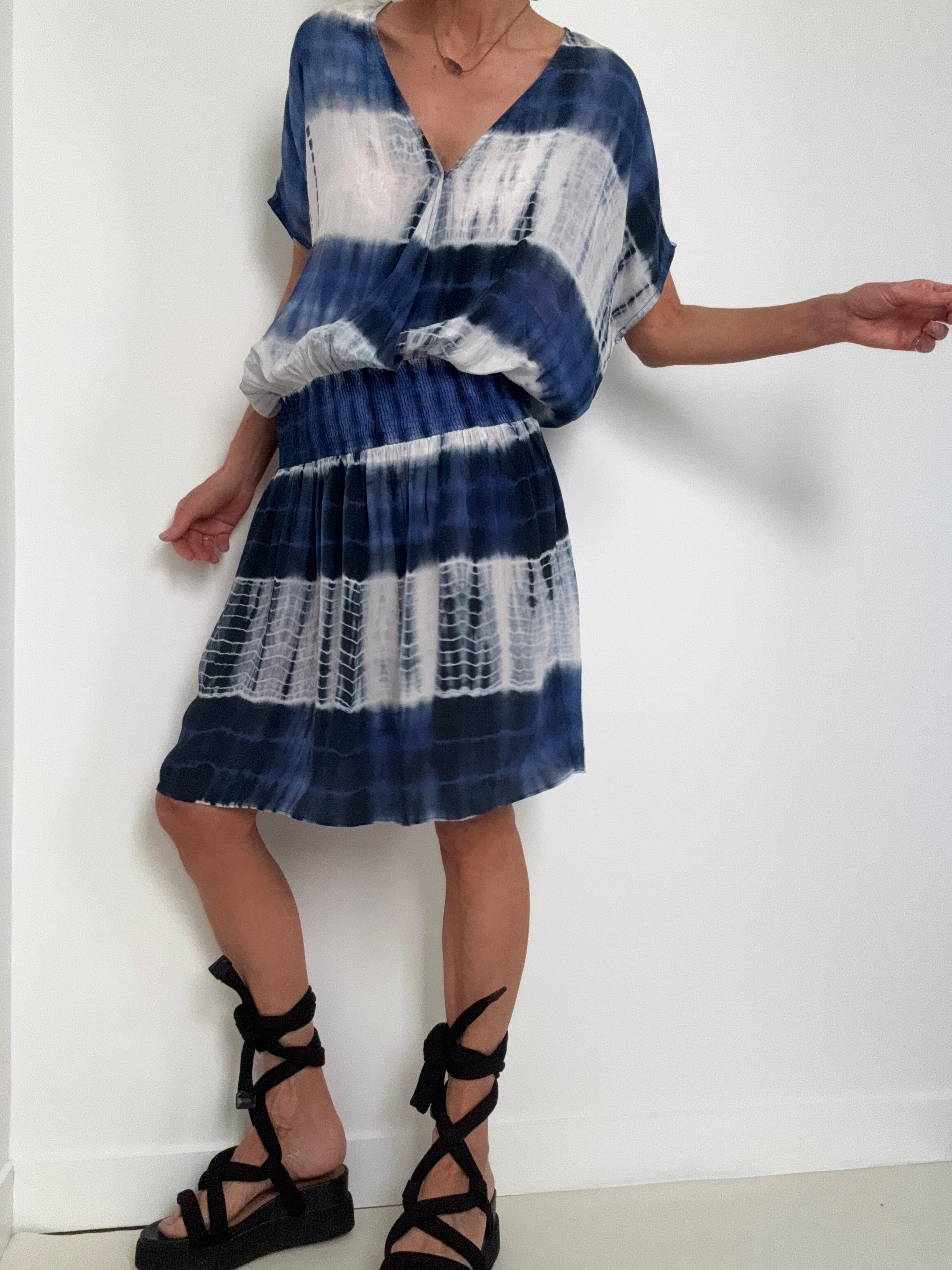 Project AJ 117 Blue Black Tiedye Dress | Dresses