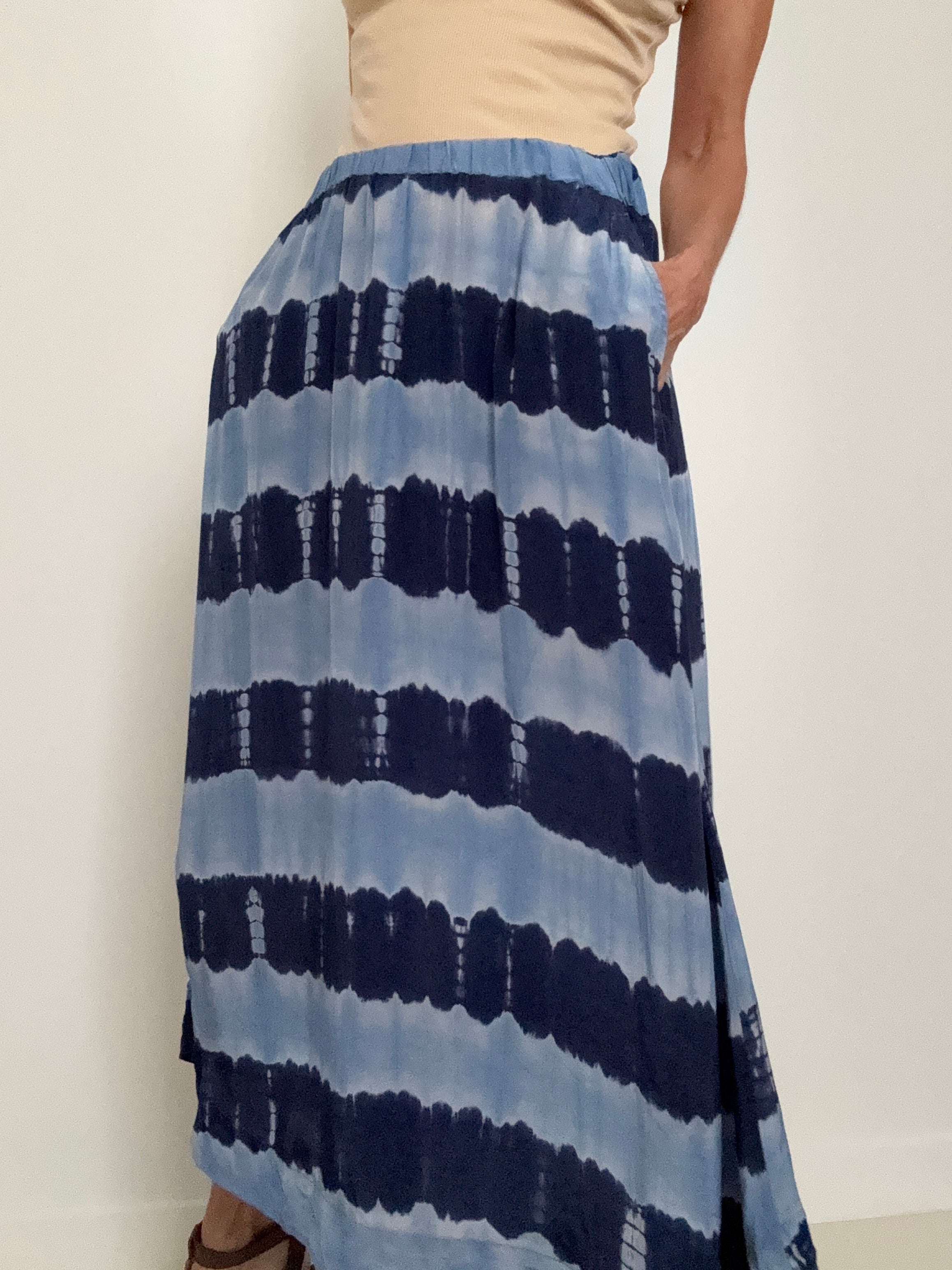 Project AJ 117 Skirts Franny Skirt Blue on Blue Tiedye