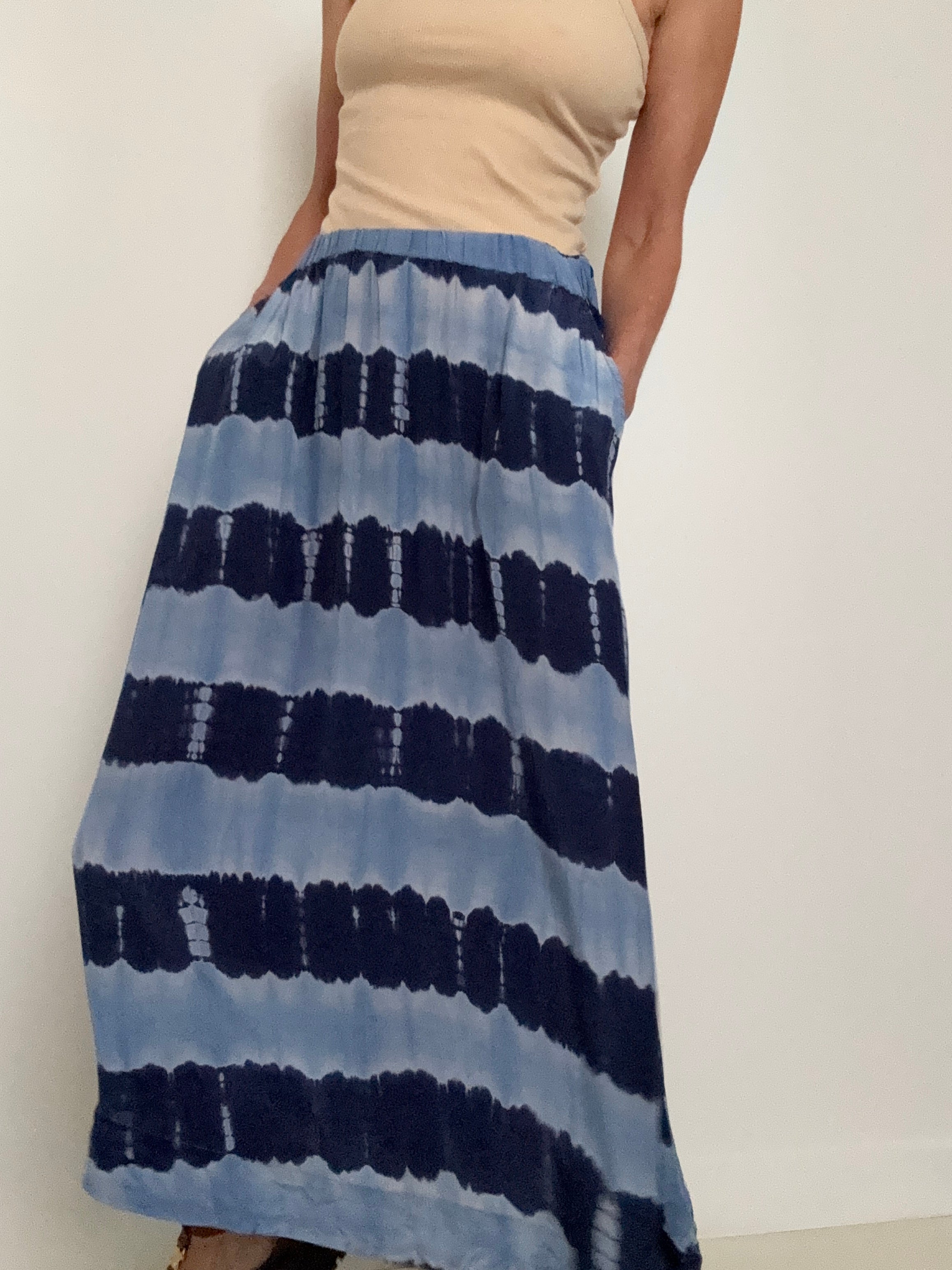 Project AJ 117 Skirts Franny Skirt Blue on Blue Tiedye
