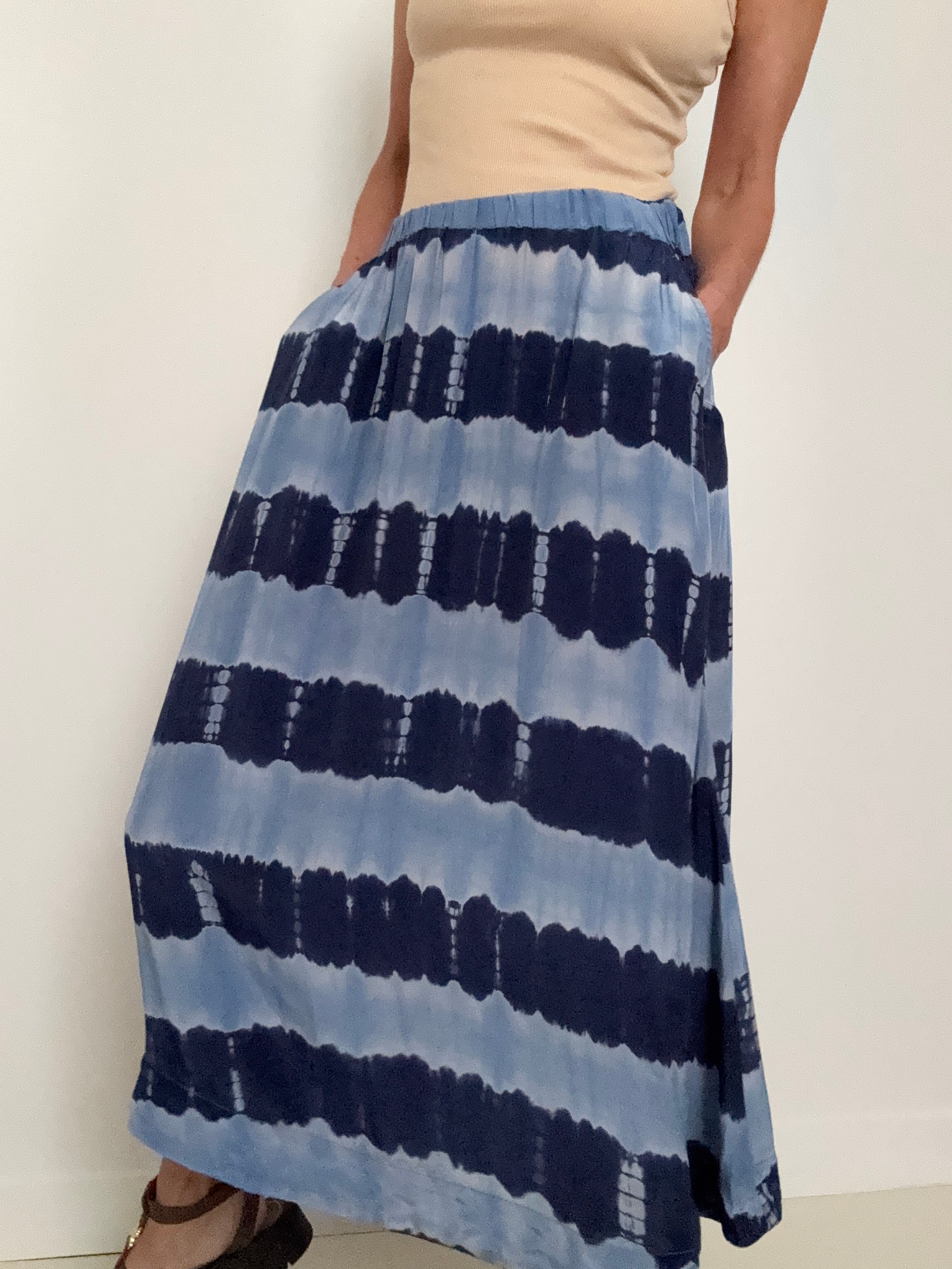 Project AJ 117 Skirts Franny Skirt Blue on Blue Tiedye