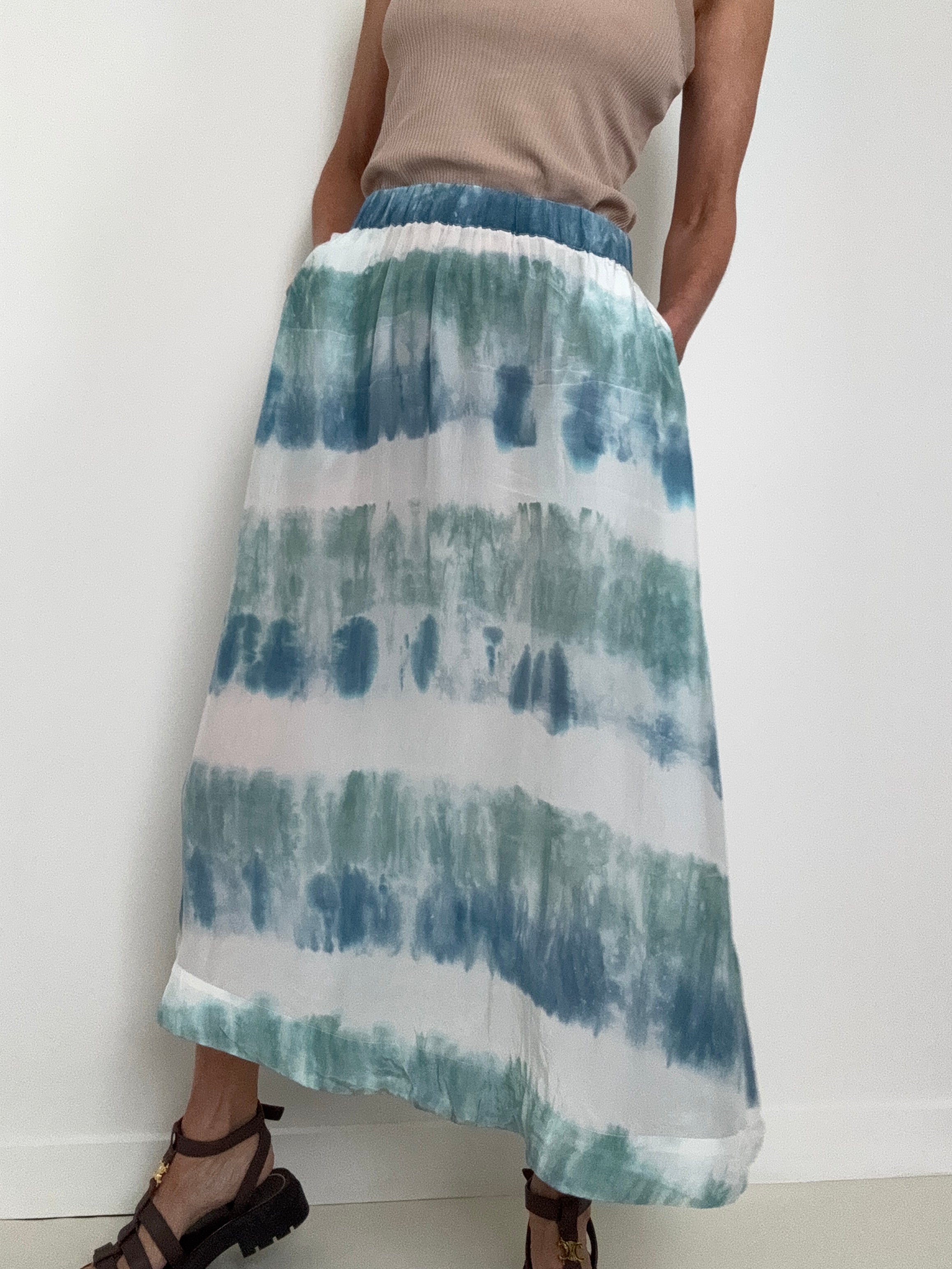 Project AJ 117 Skirts Franny Skirt Ocean Blues Tieydye