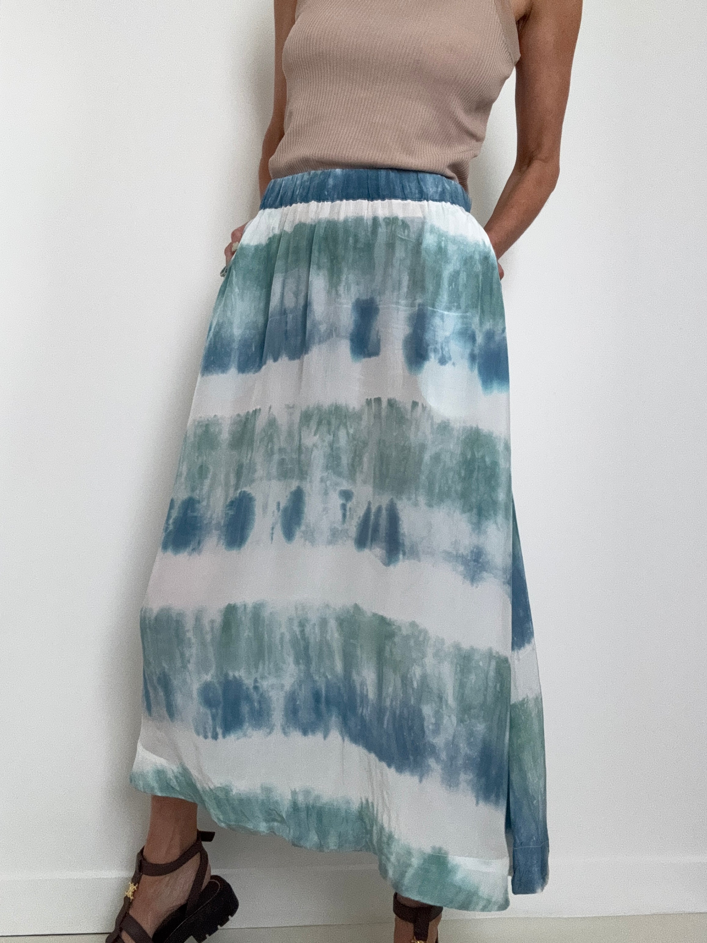 Project AJ 117 Skirts Franny Skirt Ocean Blues Tieydye