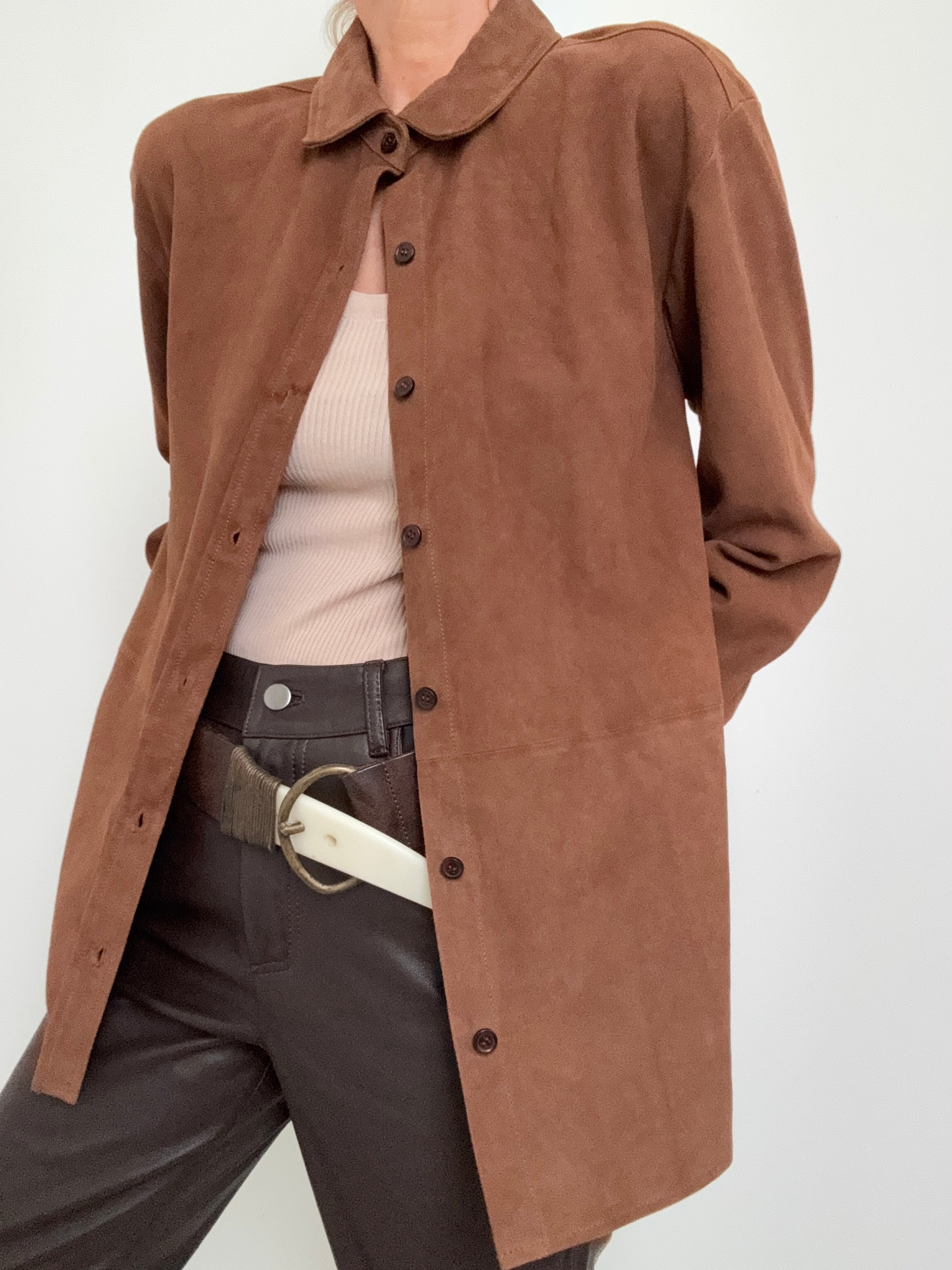 Quince Shirts Suede Overshirt Coco
