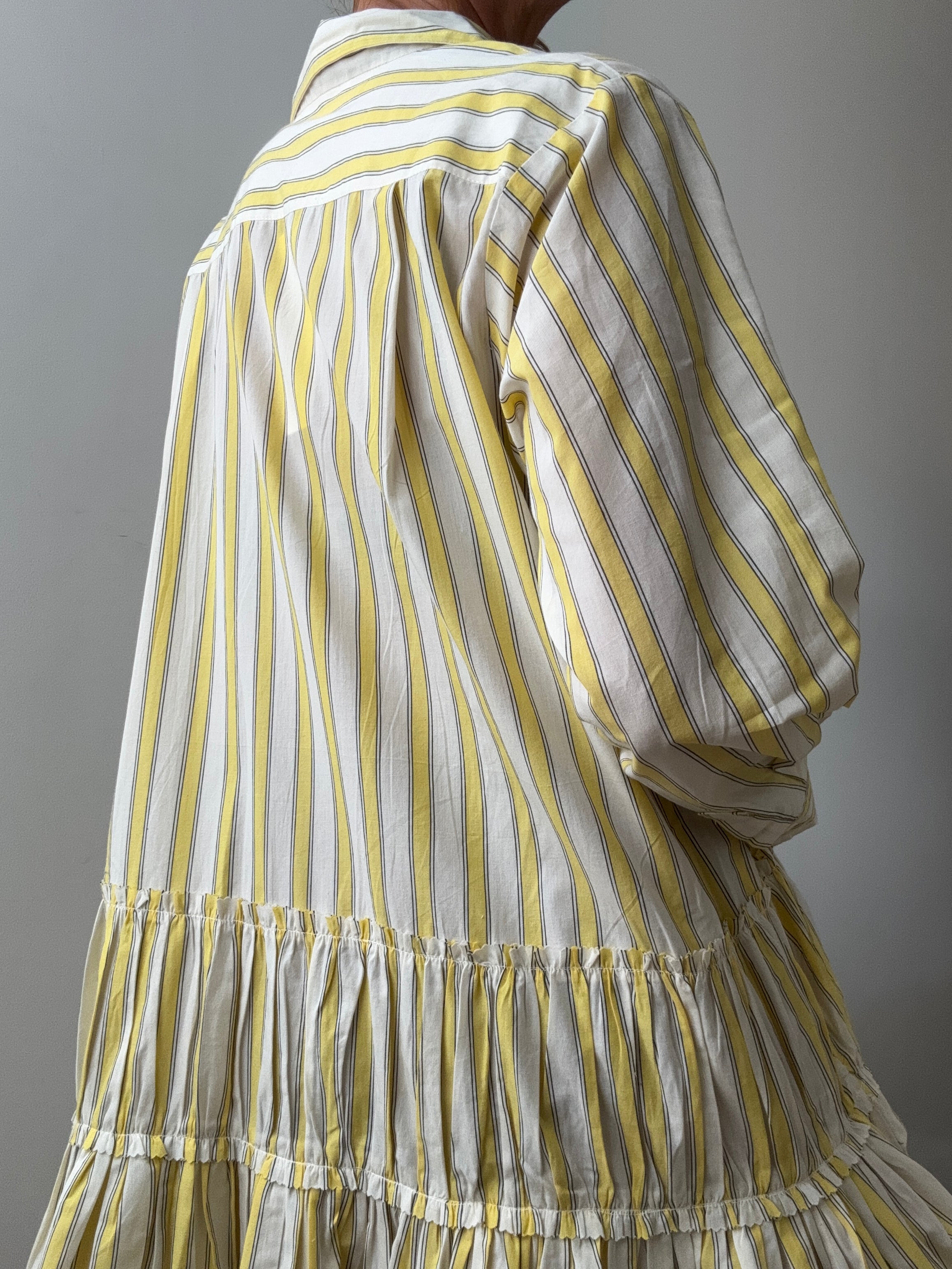 Rabens Saloner Dresses Frances Shirt Line Dress Striped Lemon