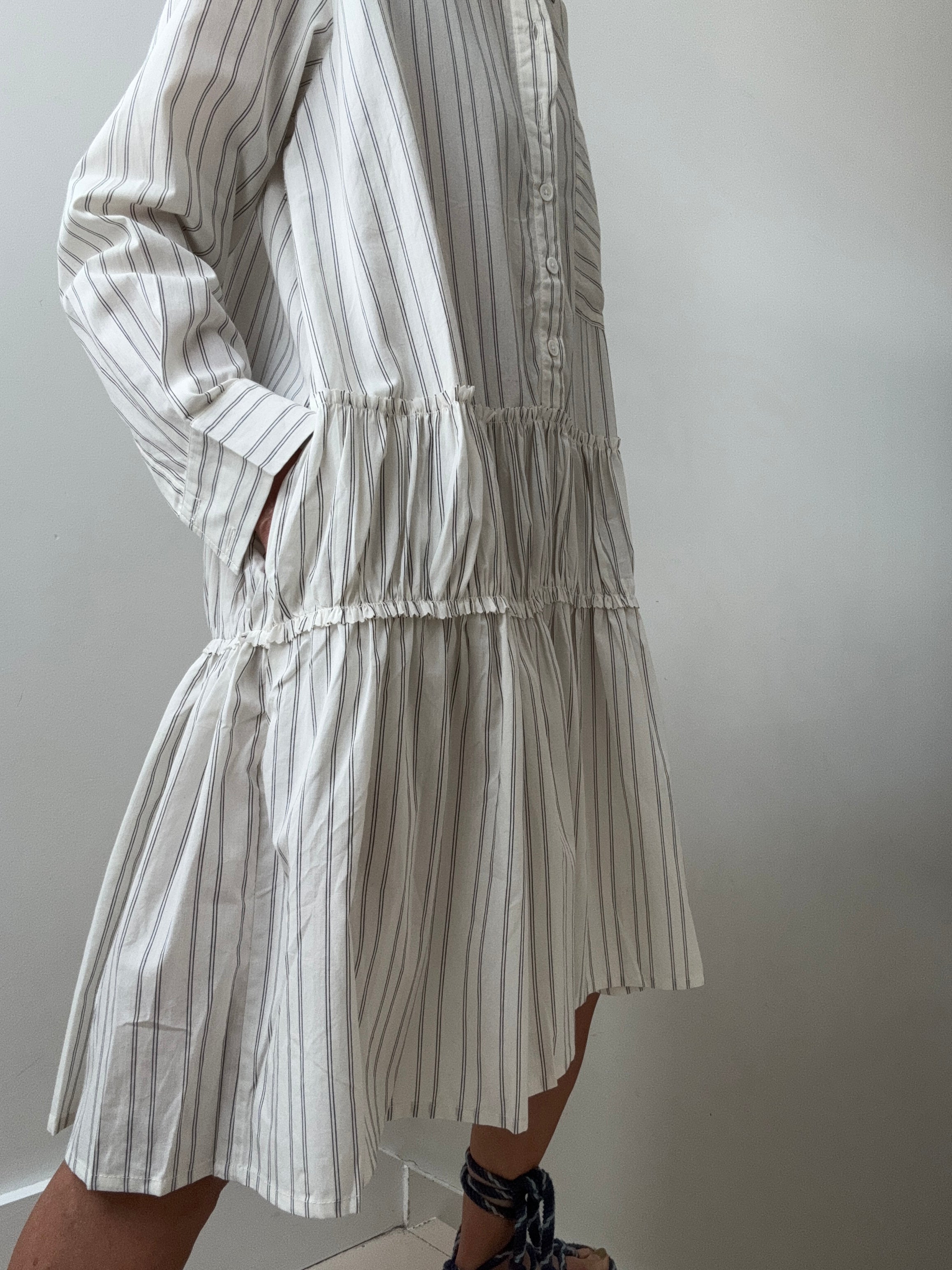 Rabens Saloner Dresses Frances Shirt Line Dress Striped Off White