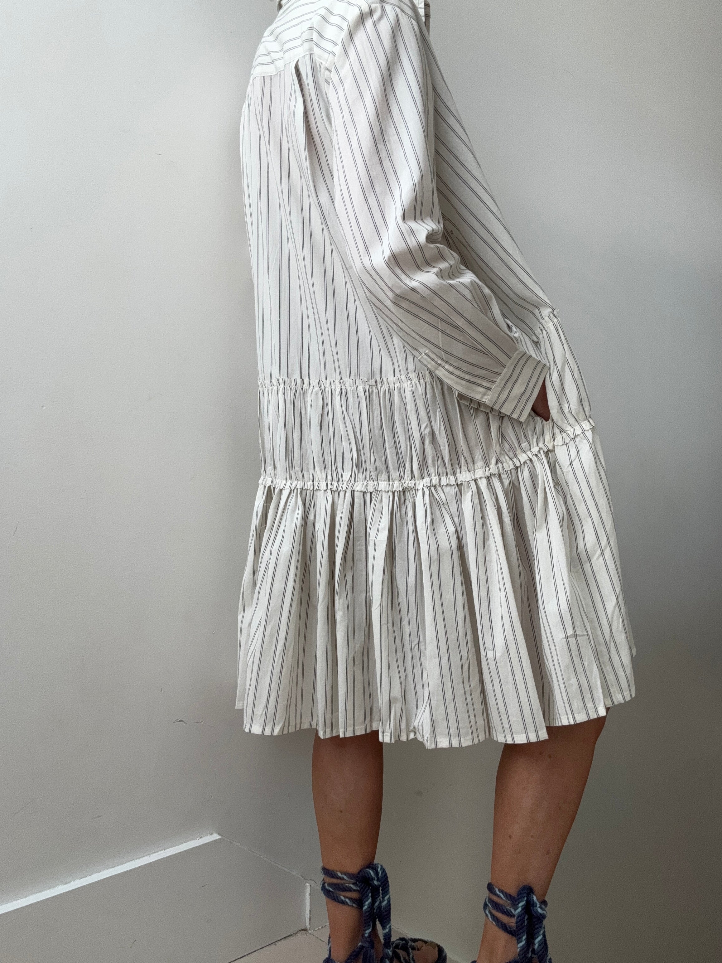 Rabens Saloner Dresses Frances Shirt Line Dress Striped Off White