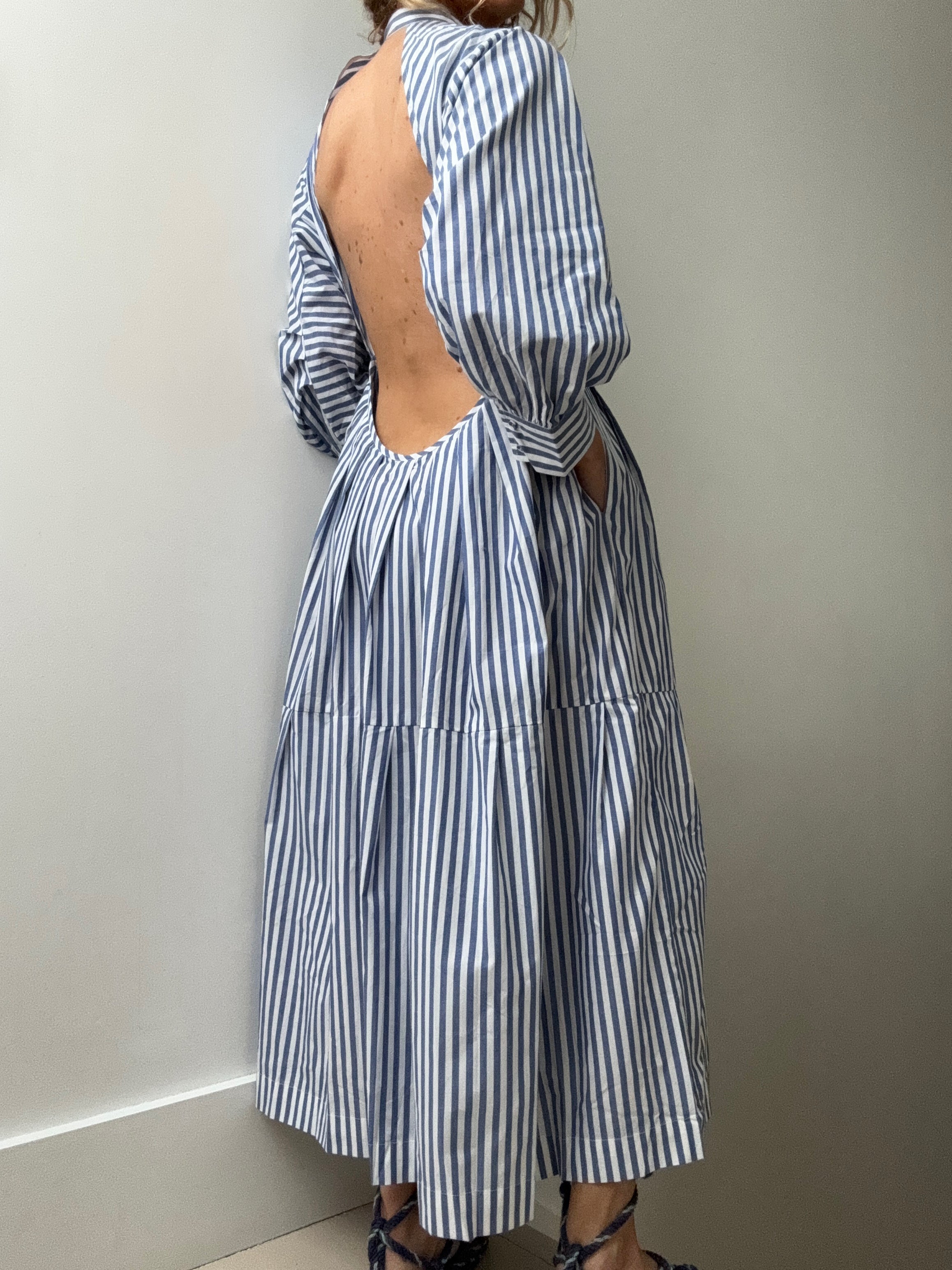 Rabens Saloner Dresses Prisha Shirt Stripe Dress Blue Stripe