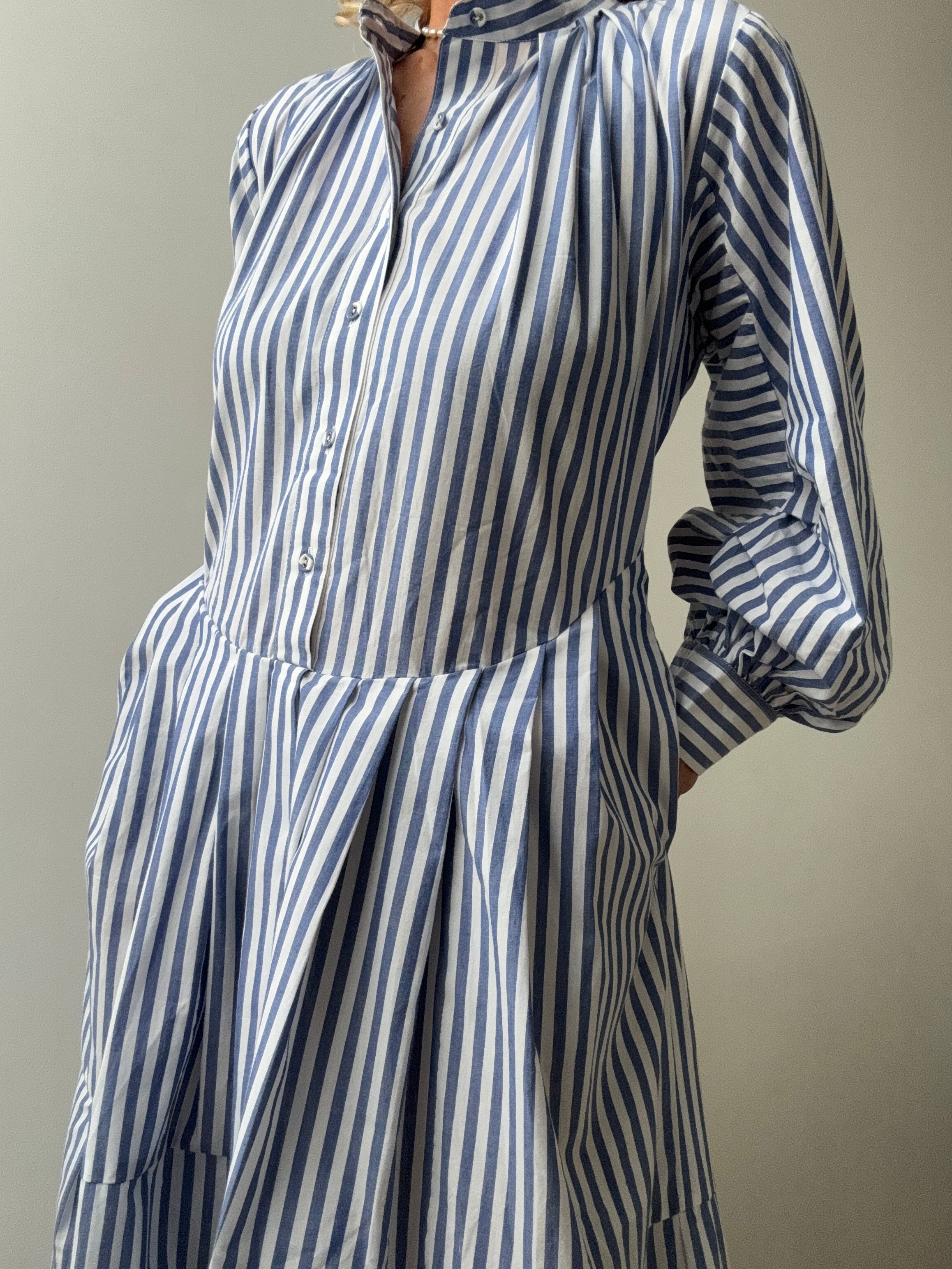 Rabens Saloner Dresses Prisha Shirt Stripe Dress Blue Stripe