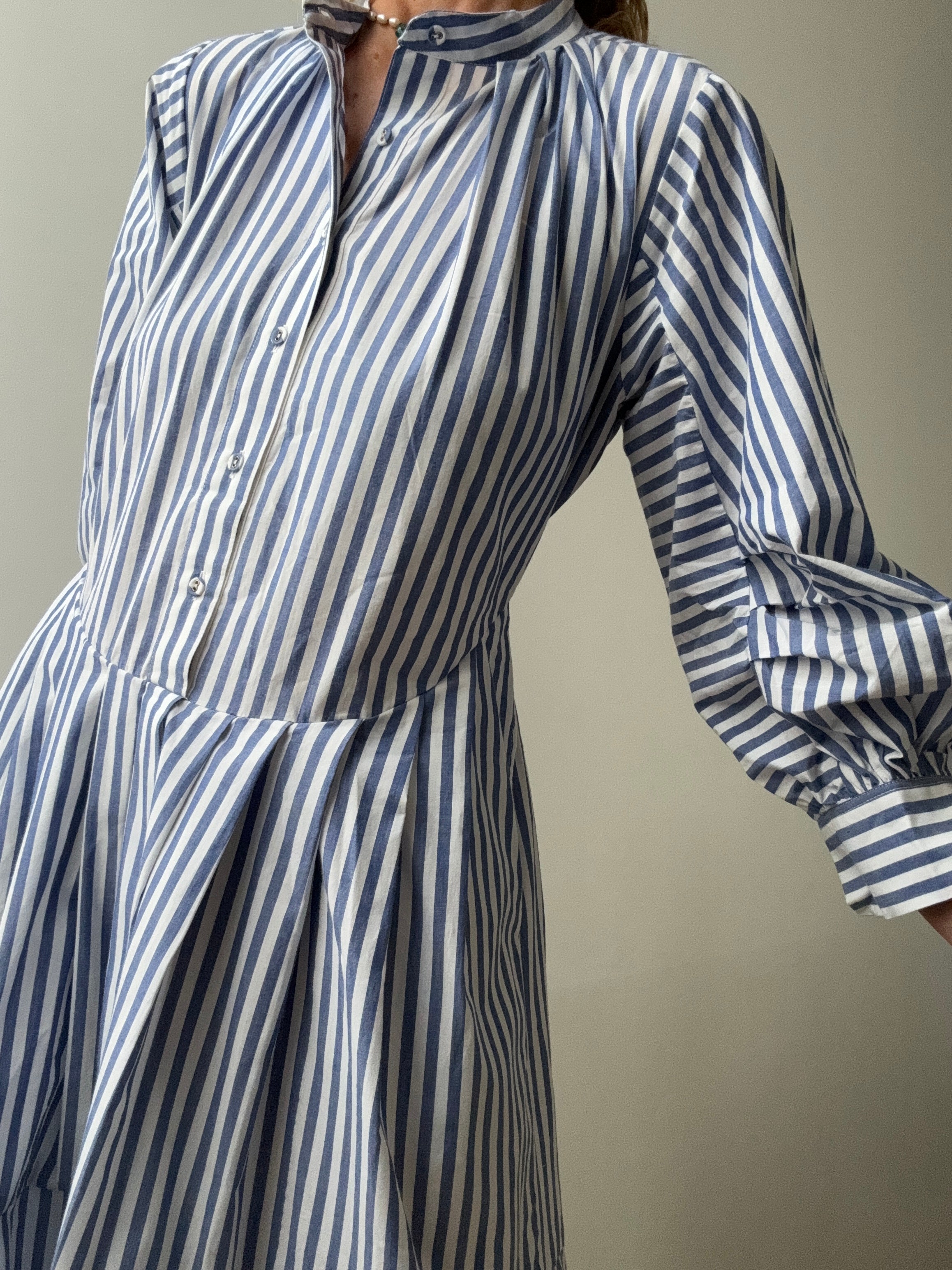 Rabens Saloner Dresses Prisha Shirt Stripe Dress Blue Stripe