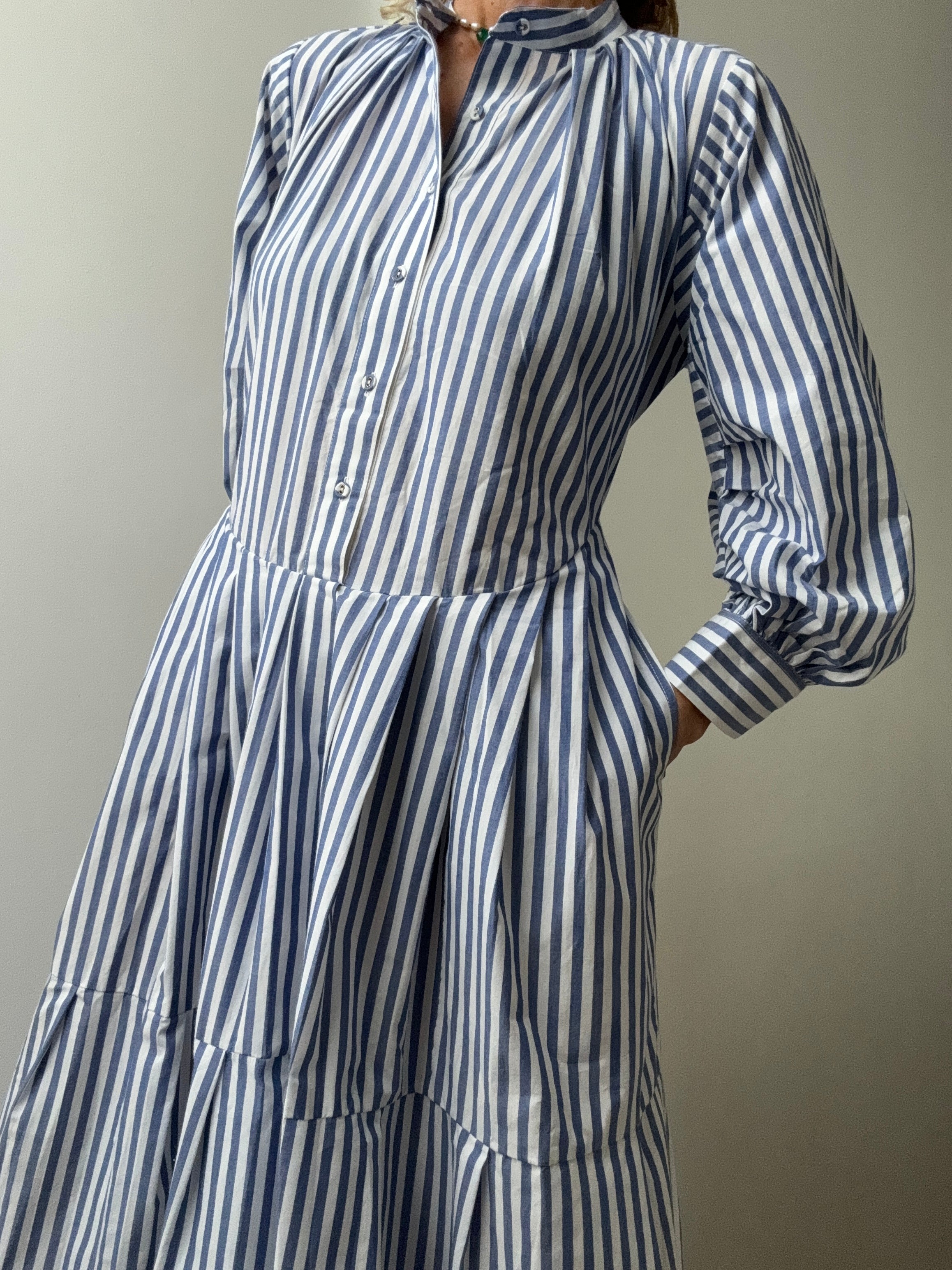 Rabens Saloner Dresses Prisha Shirt Stripe Dress Blue Stripe