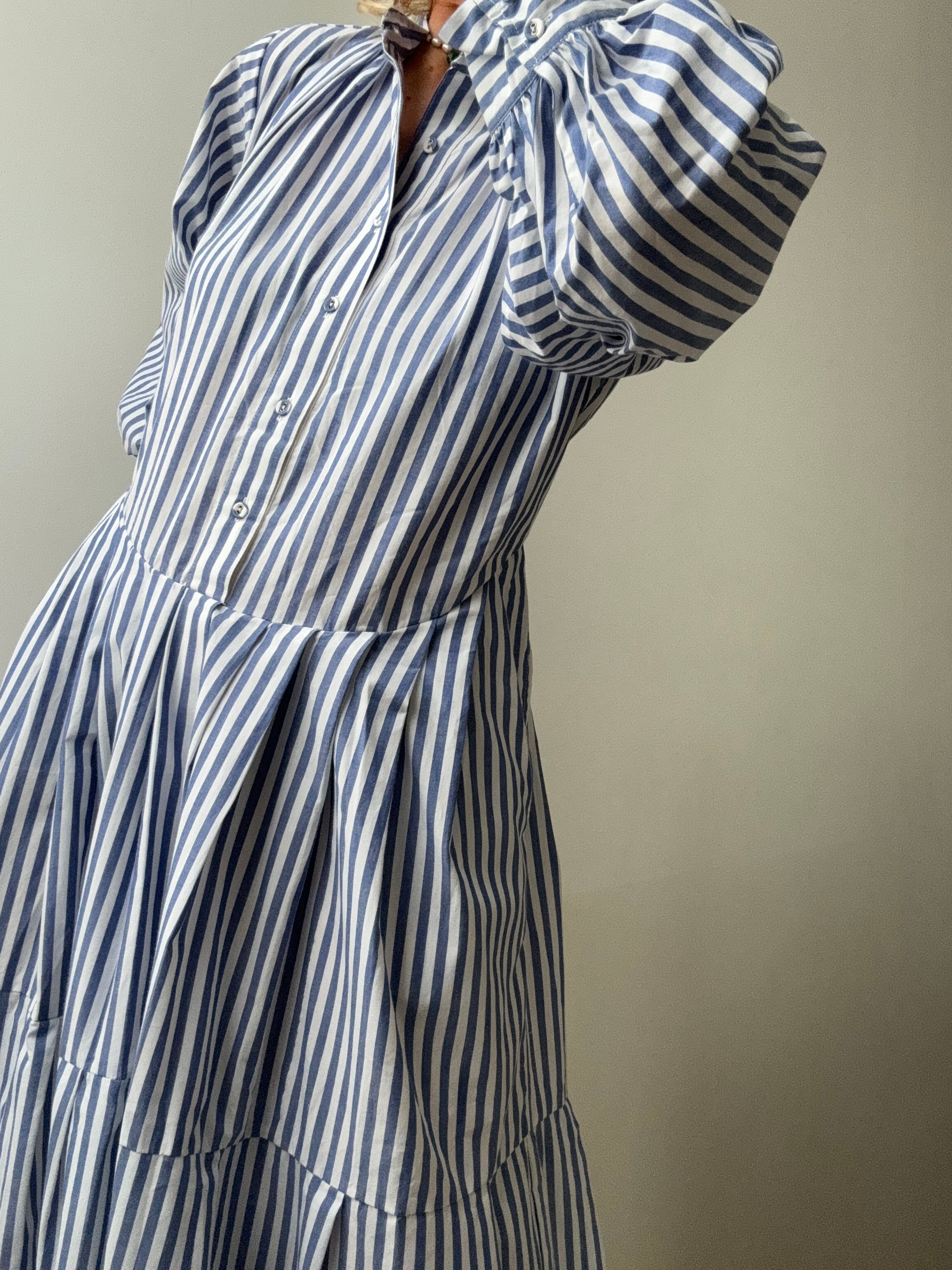 Rabens Saloner Dresses Prisha Shirt Stripe Dress Blue Stripe