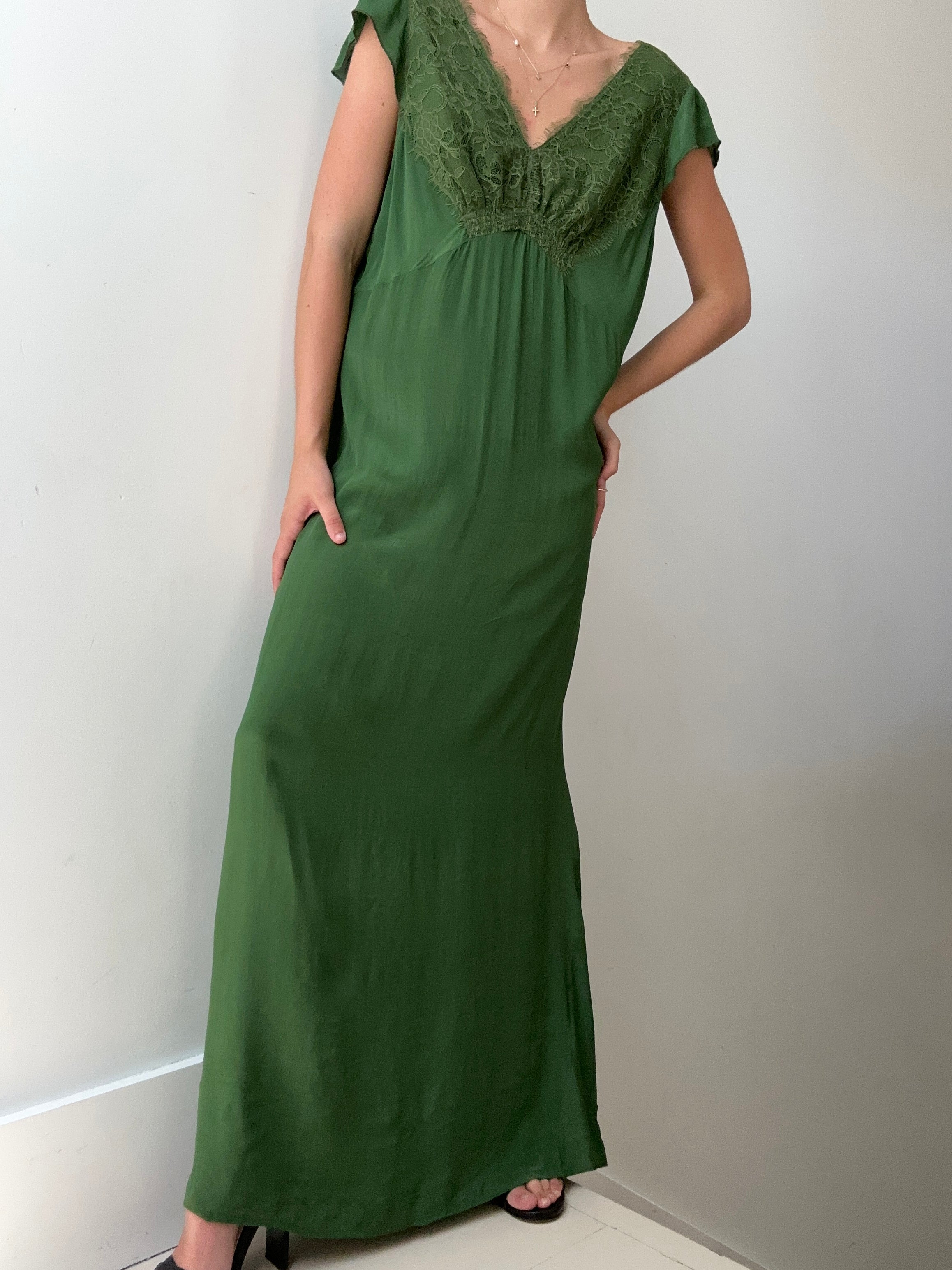 Rabens Saloner Dresses Rabens Saloner Silk Green Dress