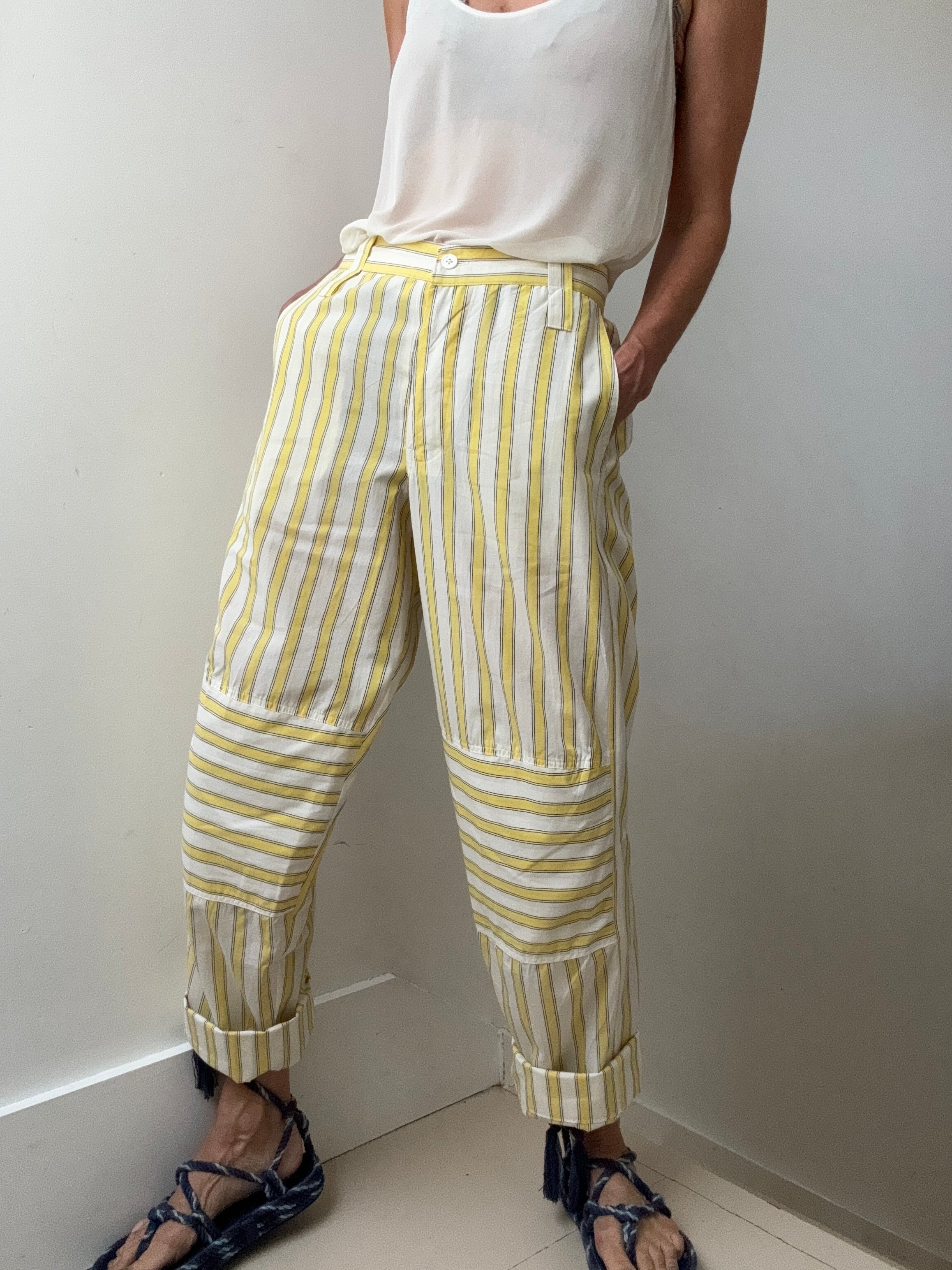 Rabens Saloner Pants Fresia Line Pants Lemon