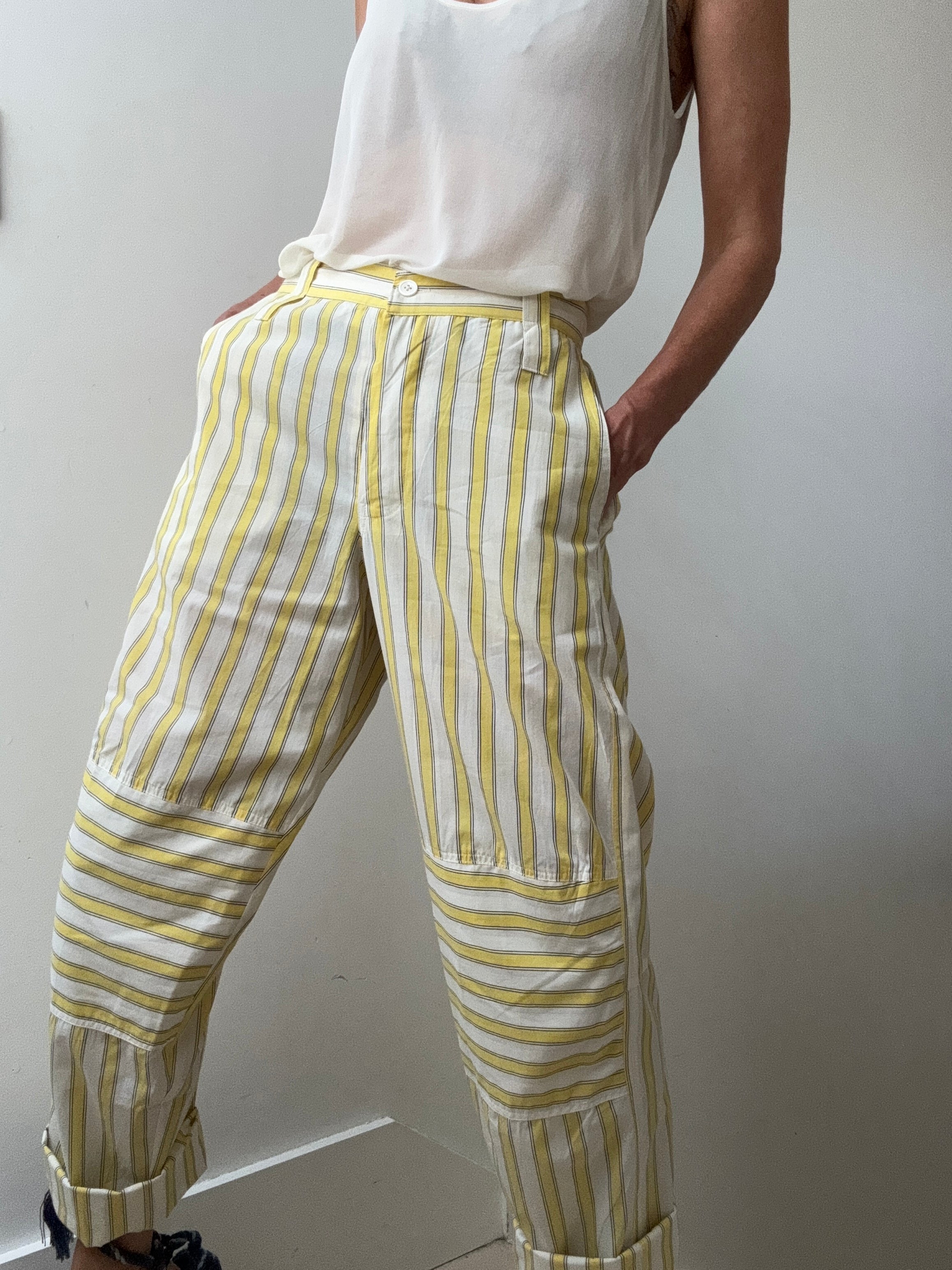 Rabens Saloner Pants Fresia Line Pants Lemon