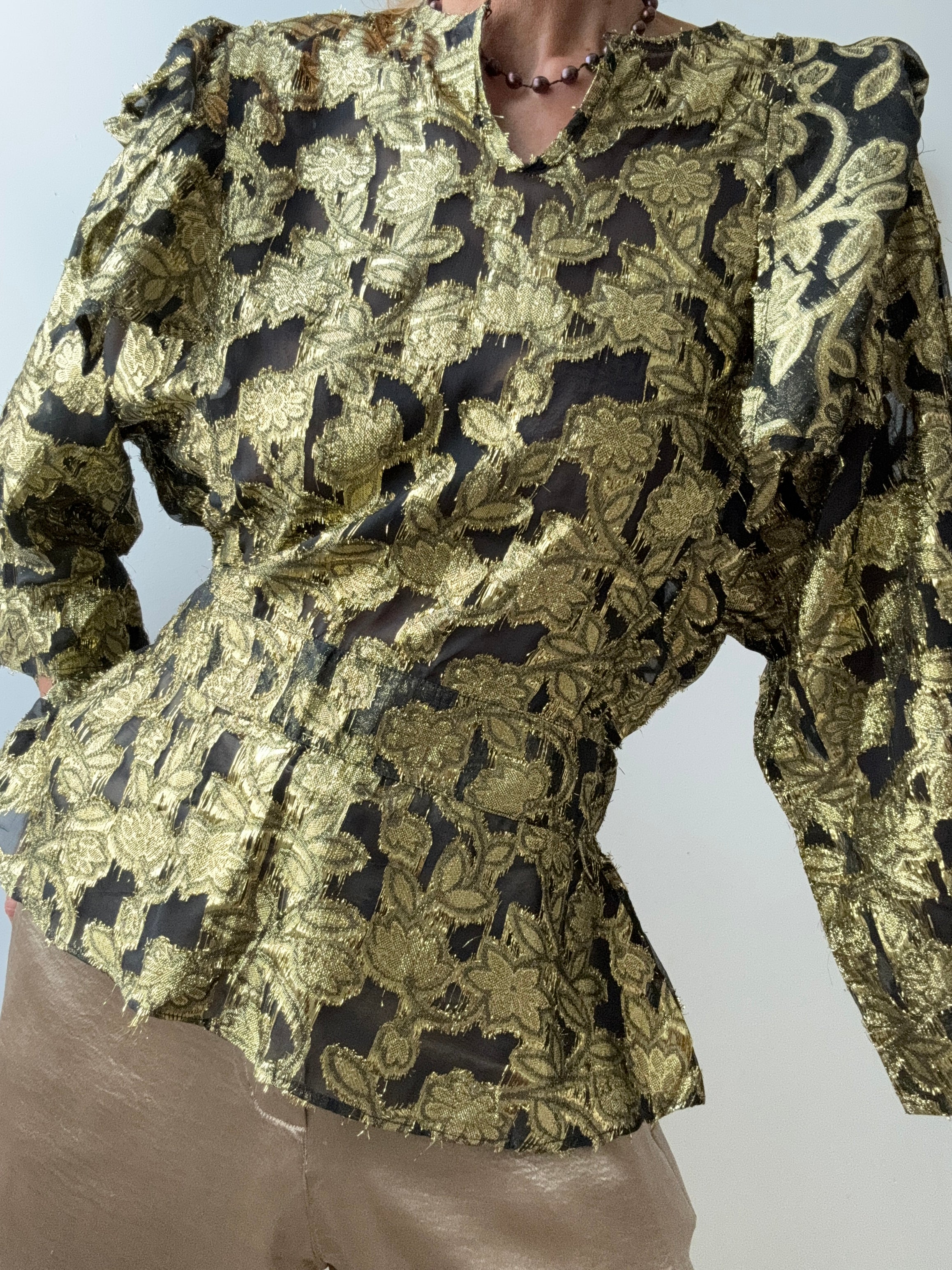 Rabens Saloner Lurex Blouse Joy Forest | Blouses