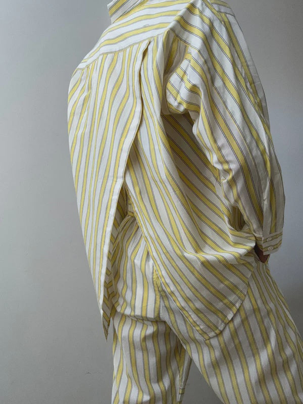 Rabens Saloner Shirts Trisha Open Back Line Shirt Lemon