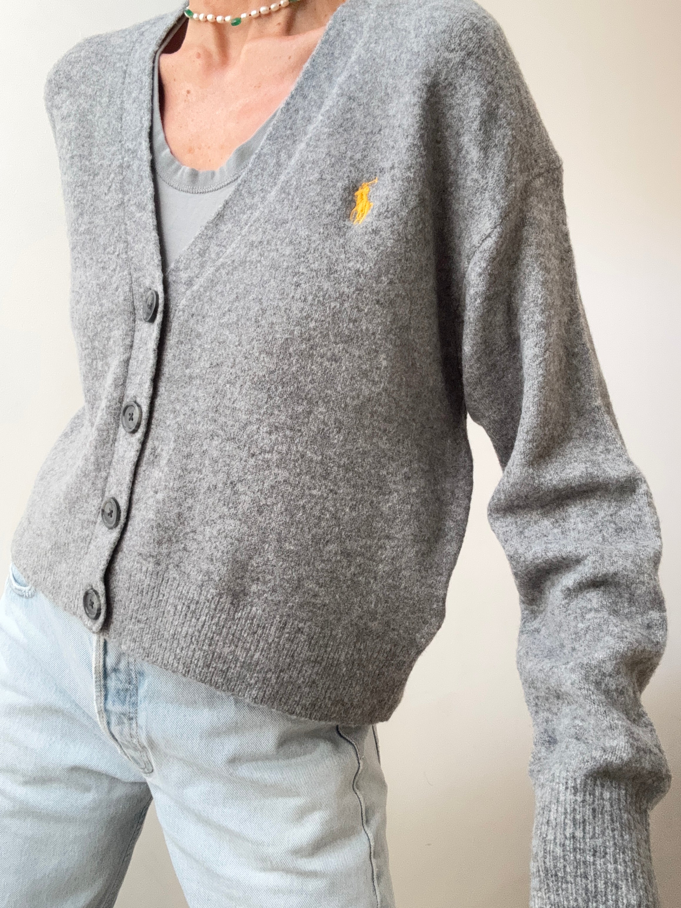 Ralph Lauren Cardigans Ralph Lauren Grey Marle Crop Cardigan