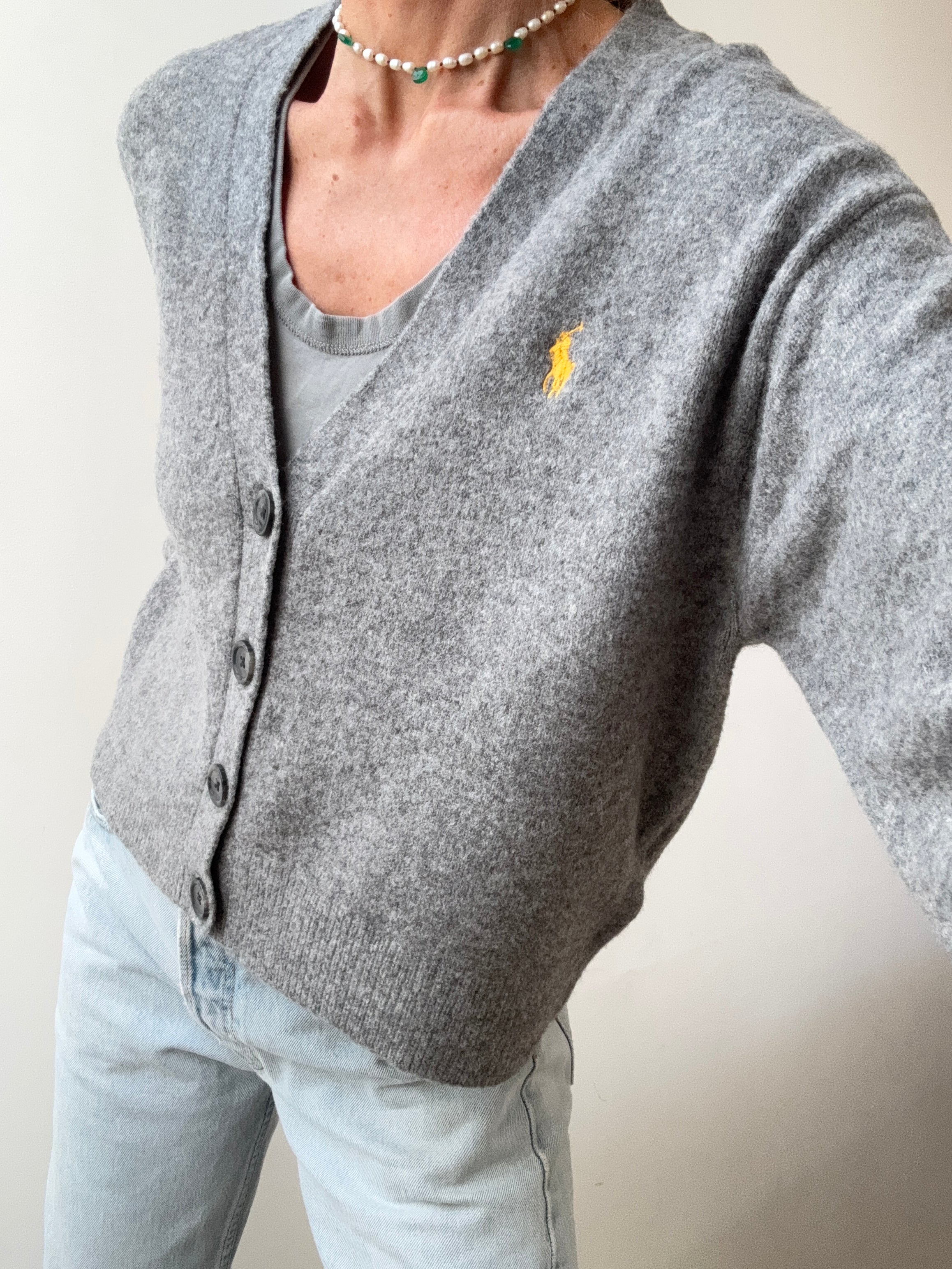 Ralph Lauren Cardigans Ralph Lauren Grey Marle Crop Cardigan