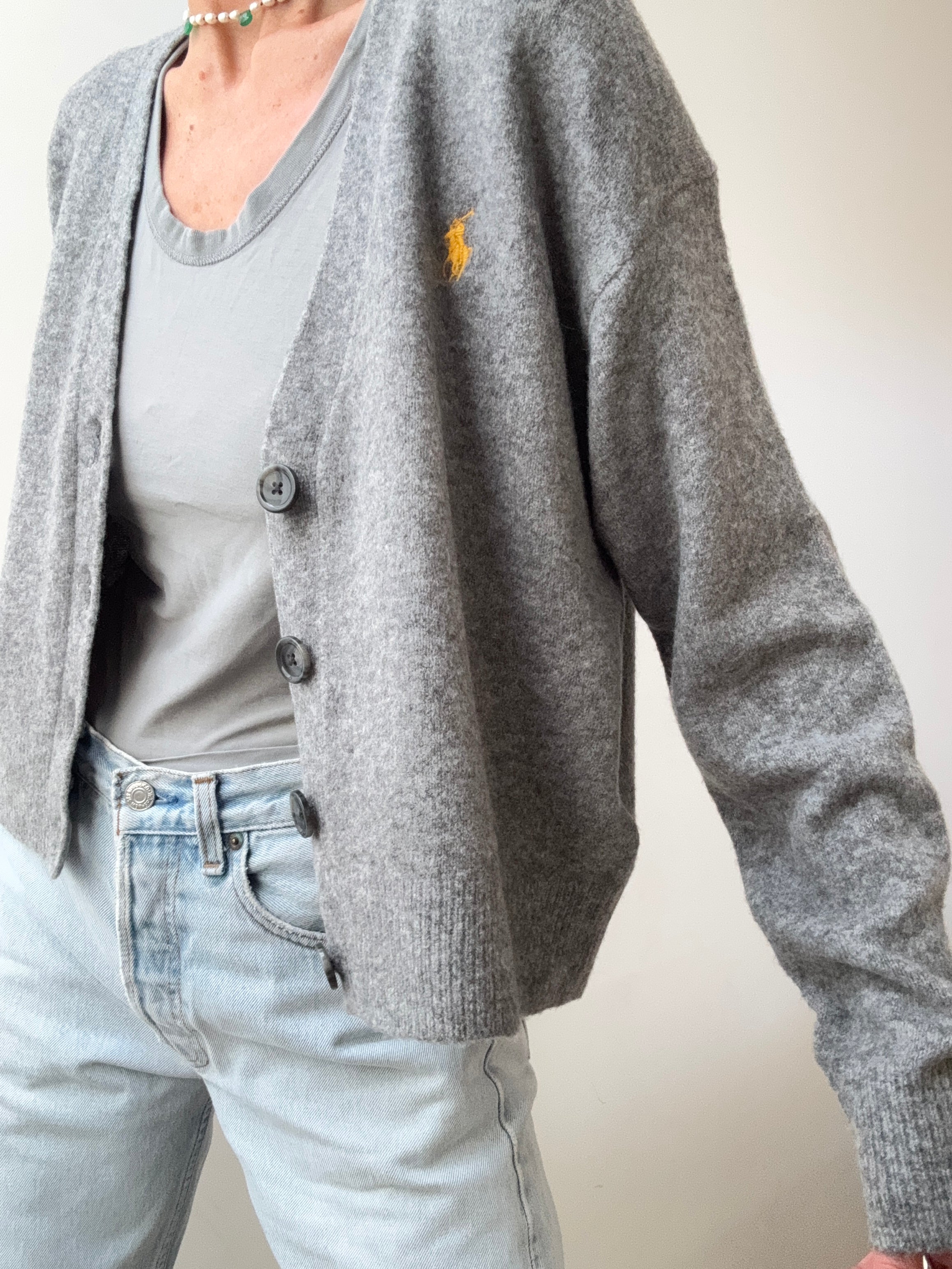 Ralph Lauren Cardigans Ralph Lauren Grey Marle Crop Cardigan