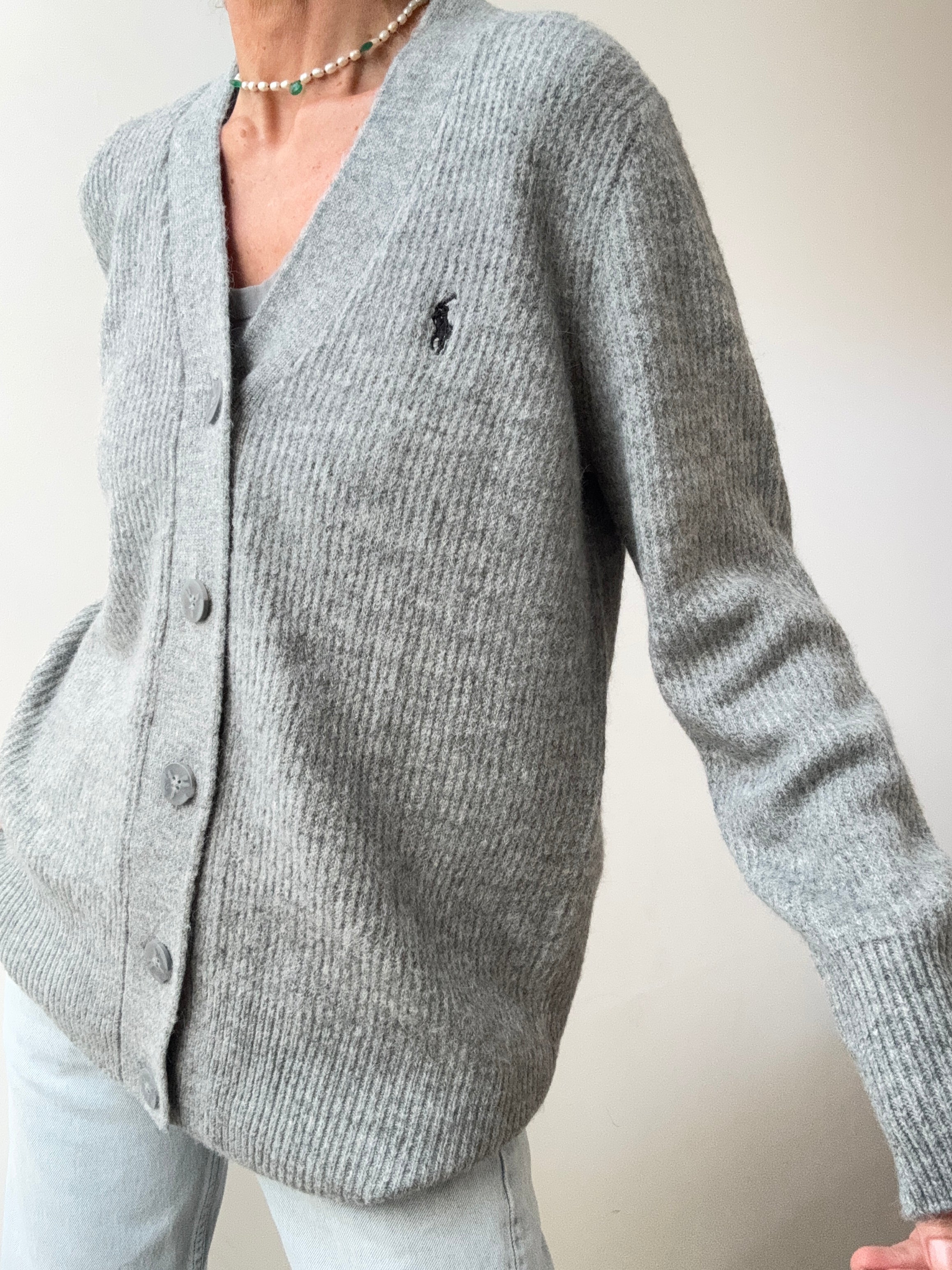 Ralph Lauren Soft Ribbed Cardigan Grey | Cardigans