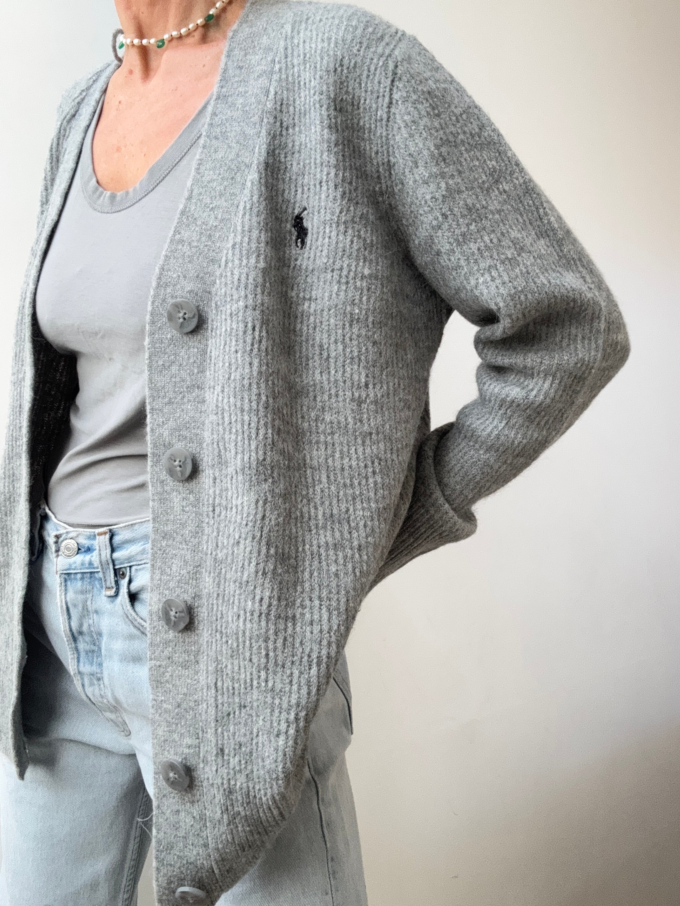 Ralph Lauren Soft Ribbed Cardigan Grey | Cardigans