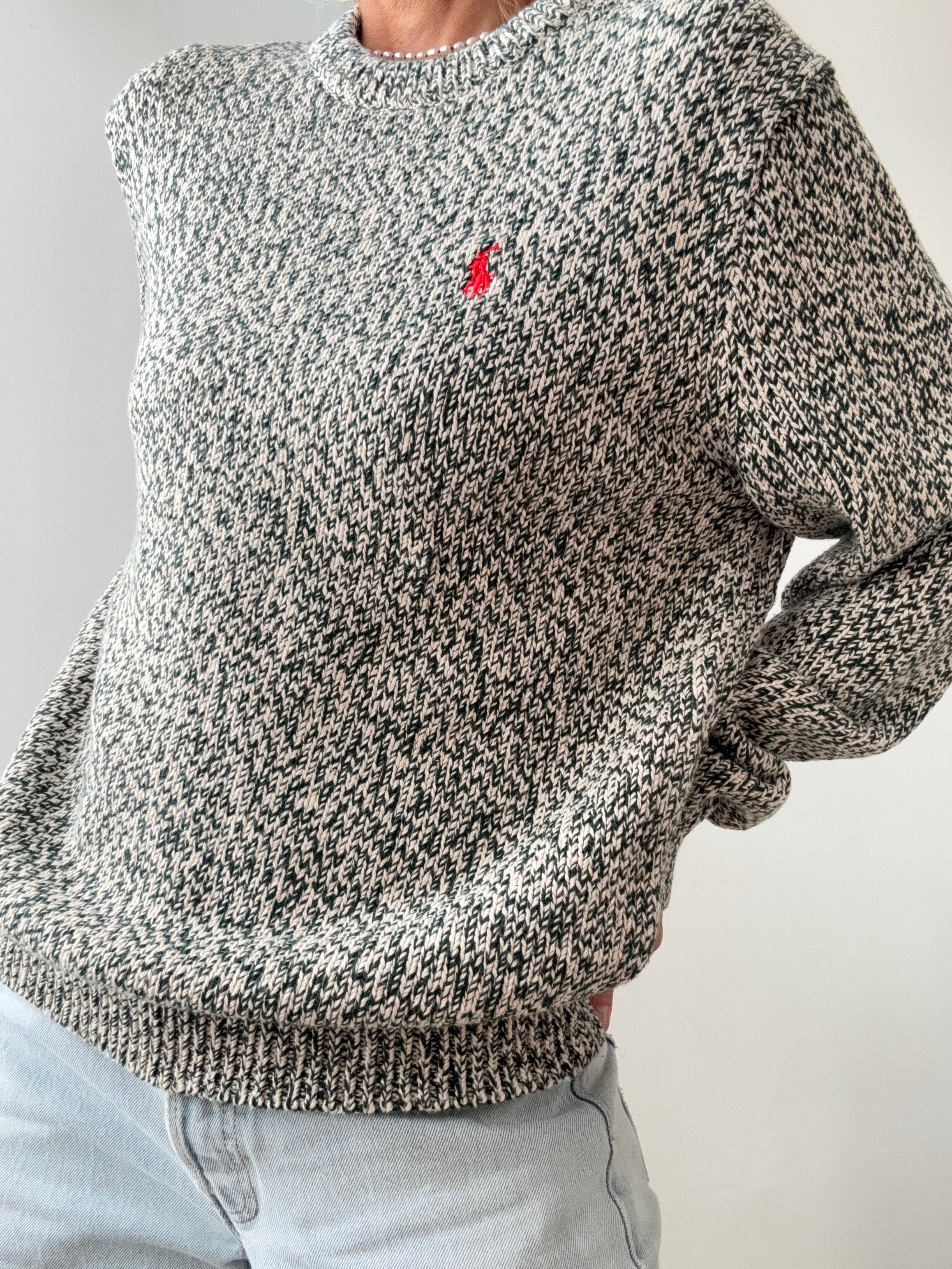 Ralph Lauren Green White Mix Knit | Jumpers