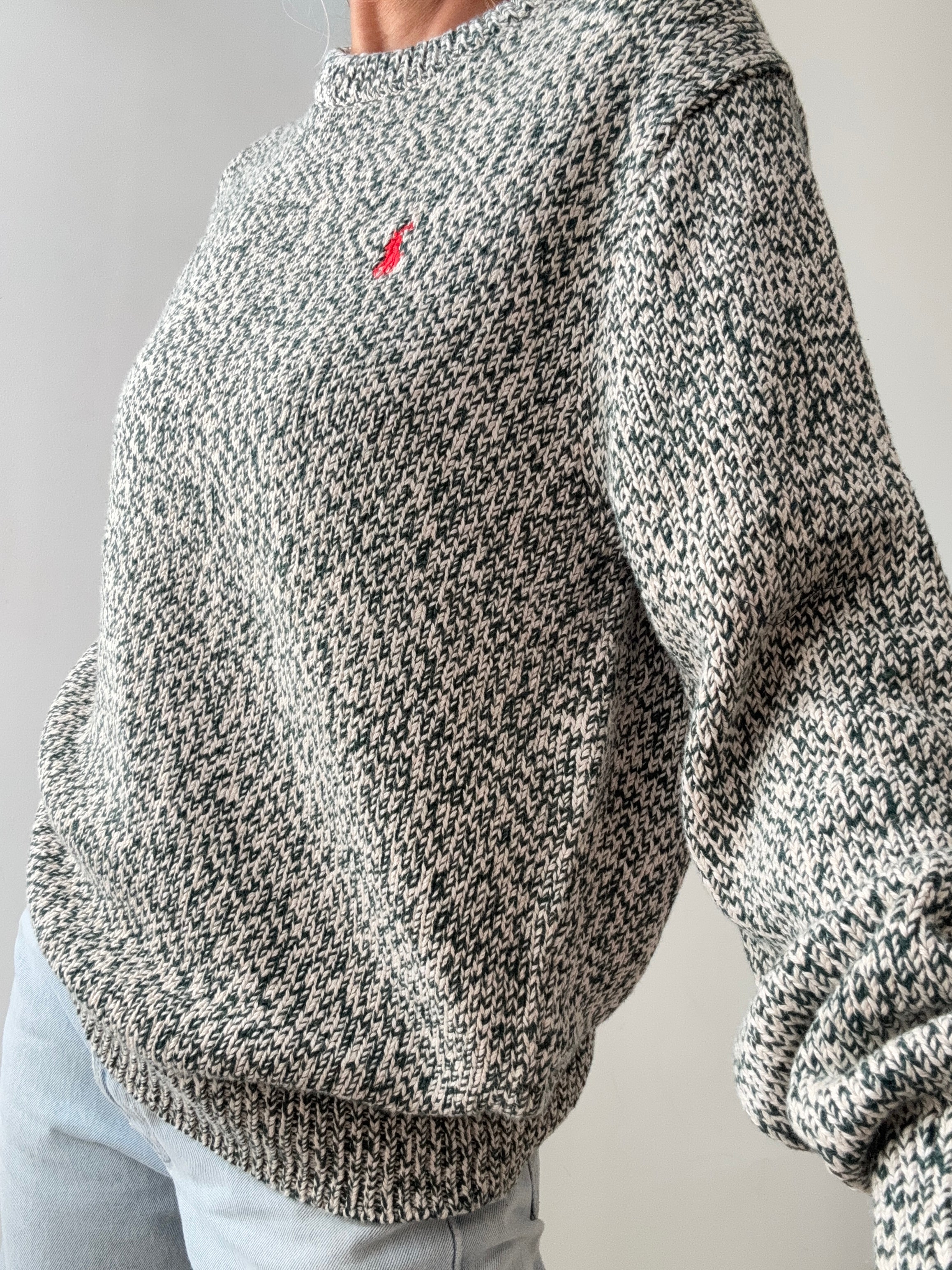 Ralph Lauren Green White Mix Knit | Jumpers