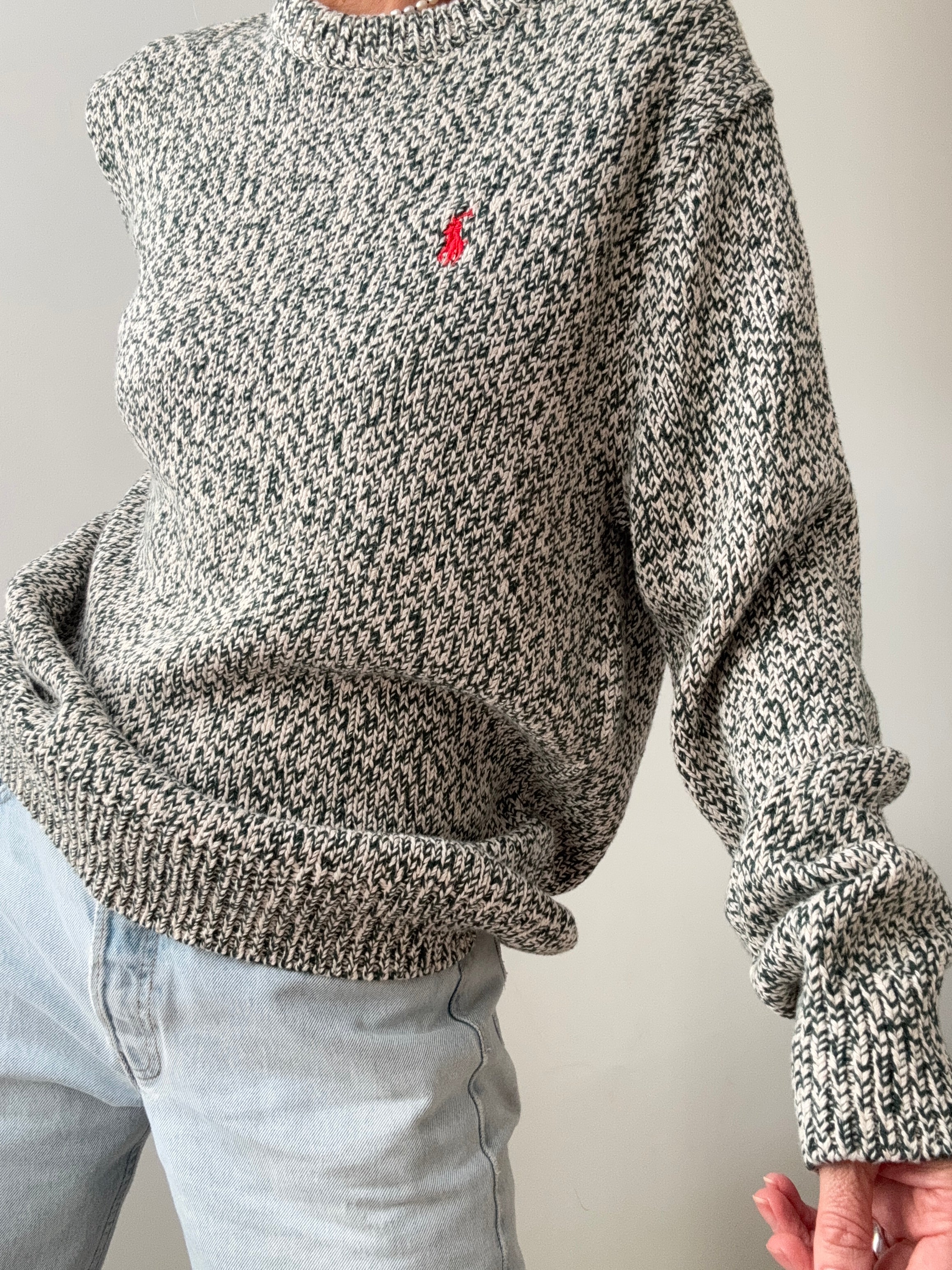 Ralph Lauren Green White Mix Knit | Jumpers