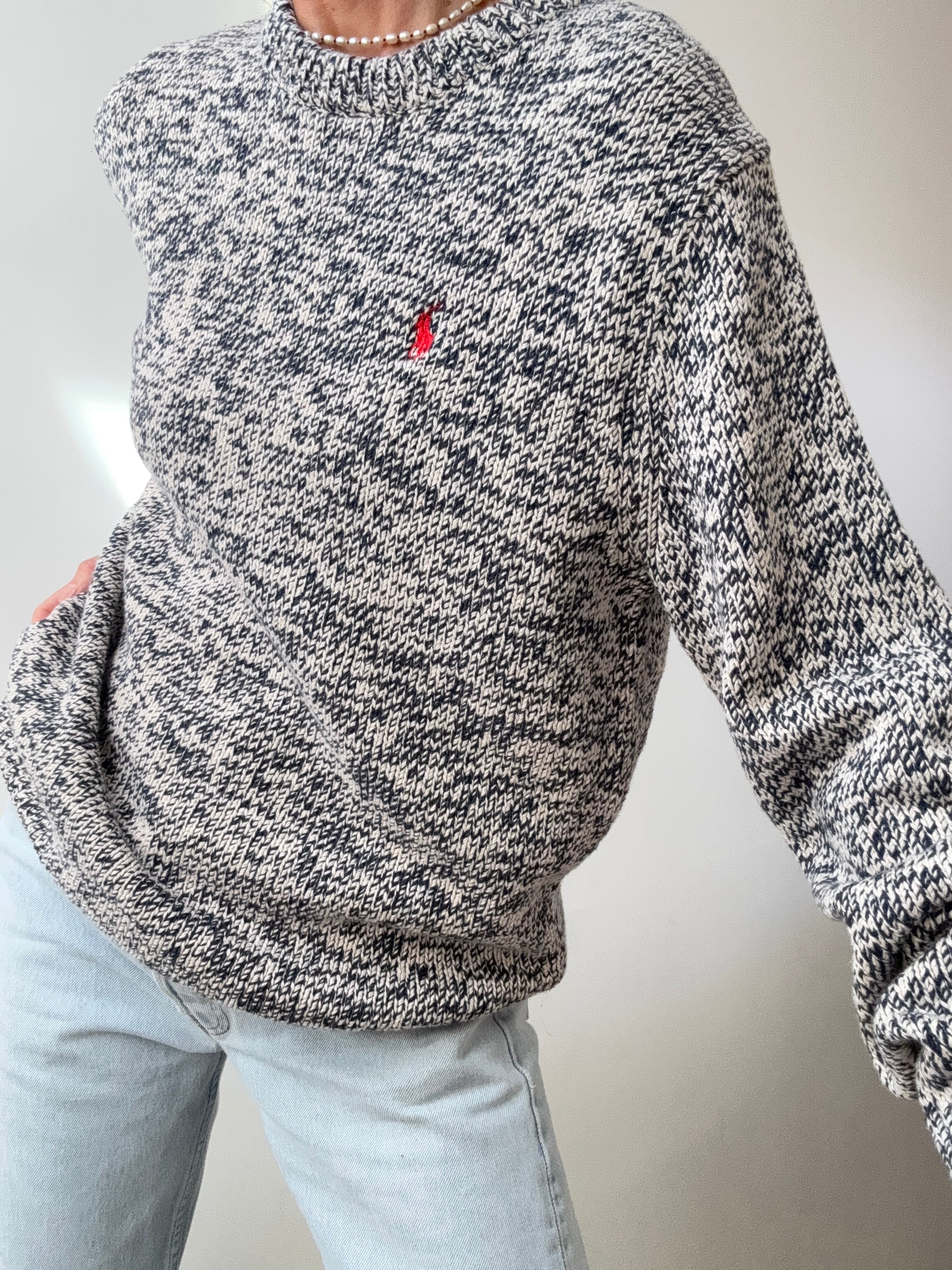 Ralph Lauren Navy White Mix Knit | Jumpers